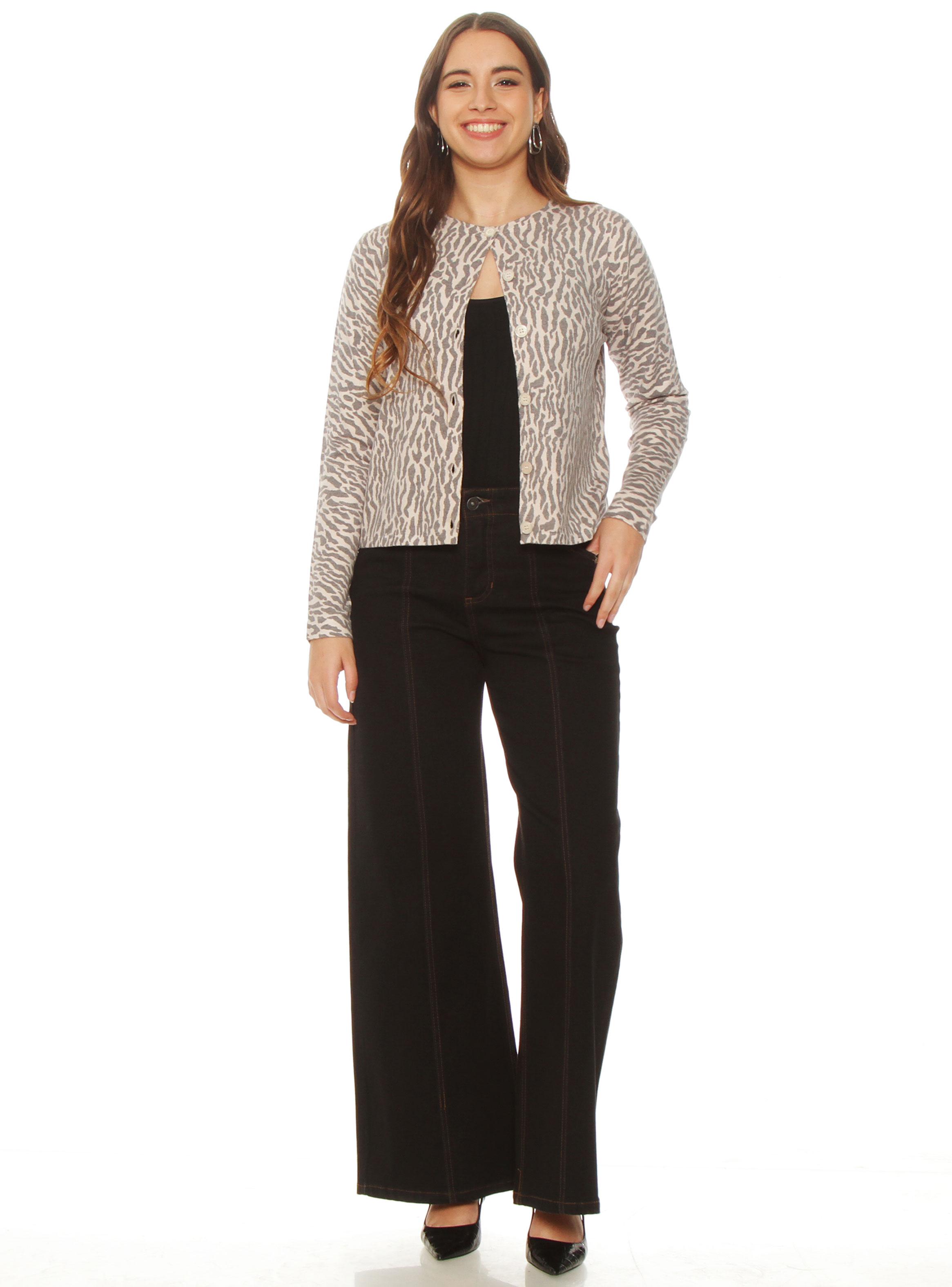 Chaleco Manga Larga Sublimado Abotonado Escote Redondo-3