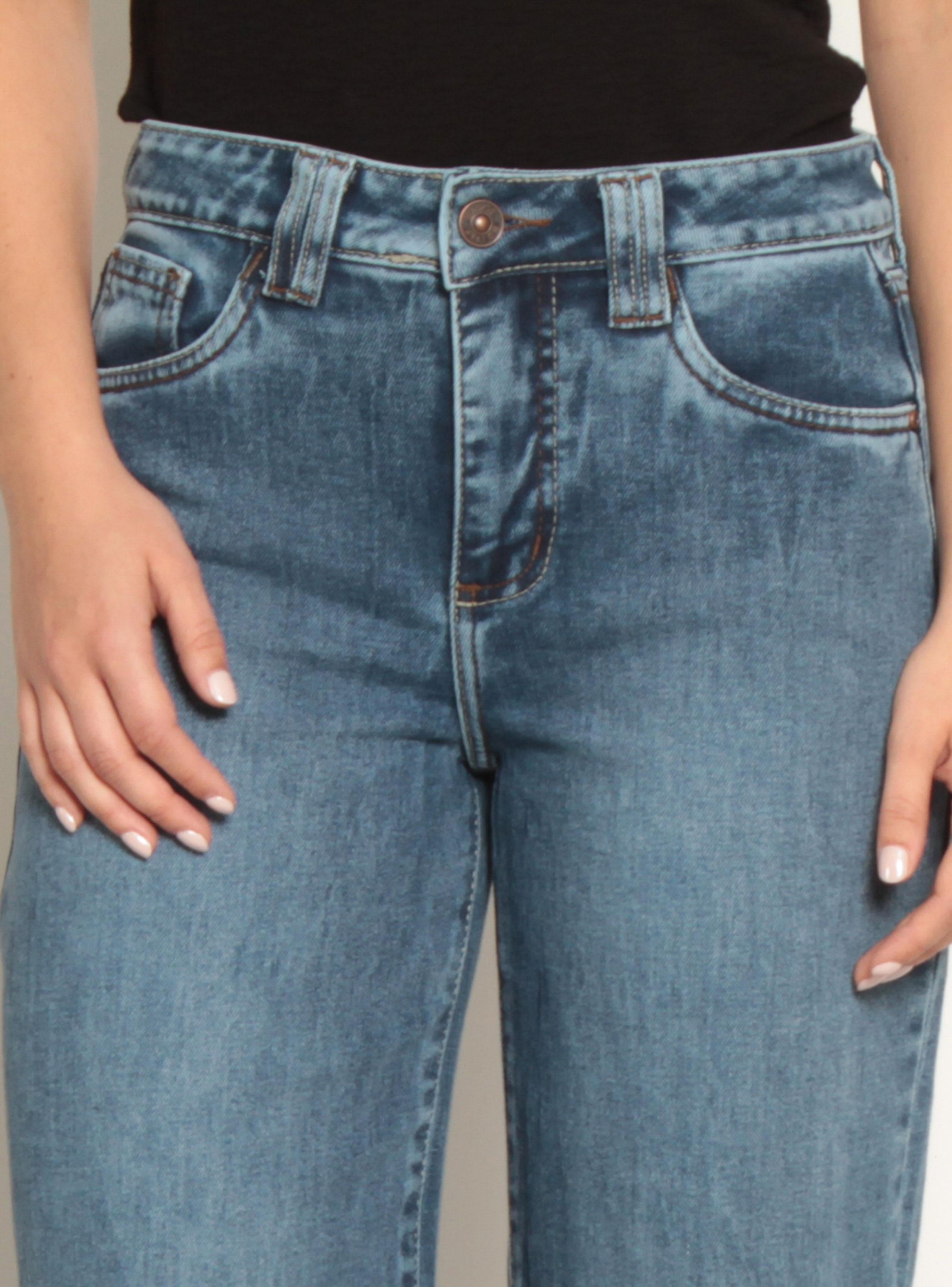 Jeans Wide Tiro Bajo Pretina Básica de 1 Botón-2