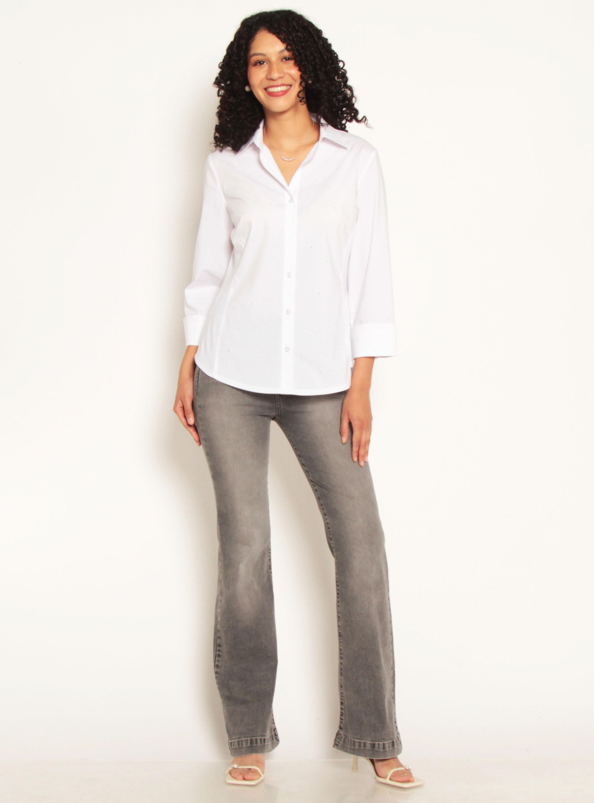 Blusa Manga 3/4 Abotonada en Delantero Strass-3