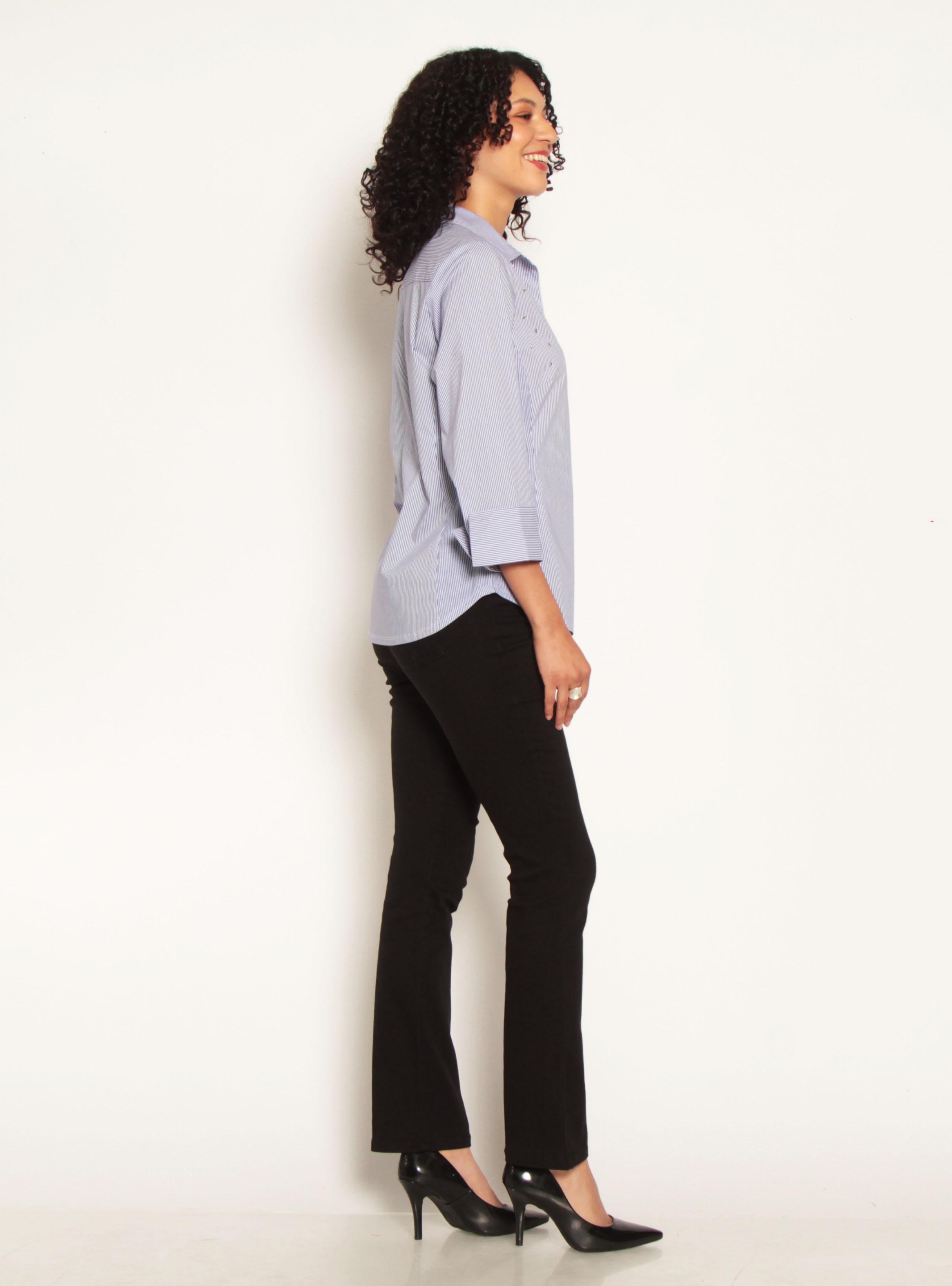 Blusa Manga 3/4 con Botón Brillante y Aplicación Strass-4