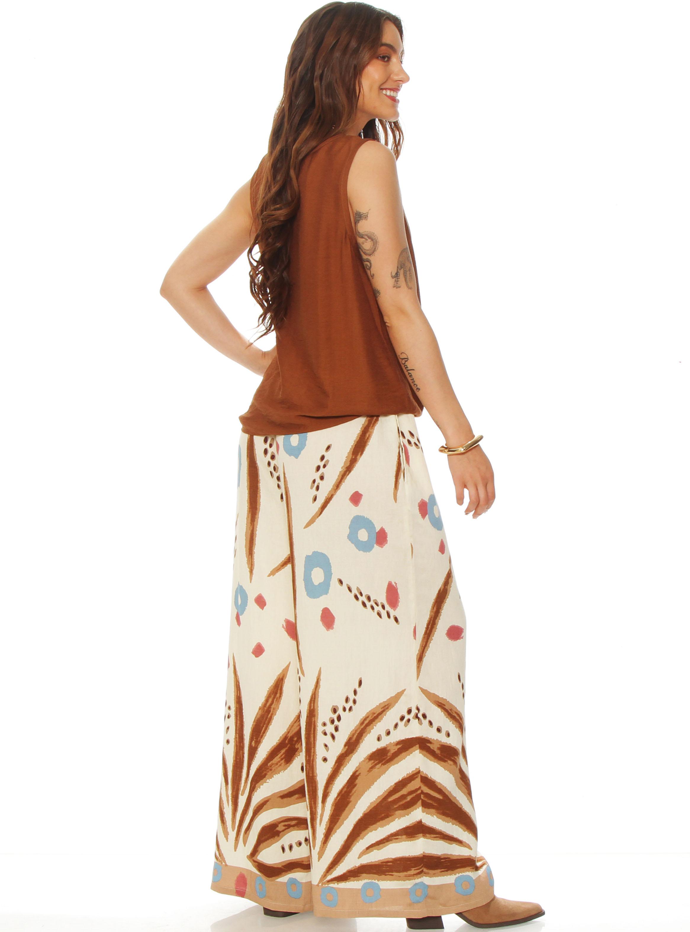 Blusa sin Manga Abotonada en Delantero Escote V Nudo Ruedo-4