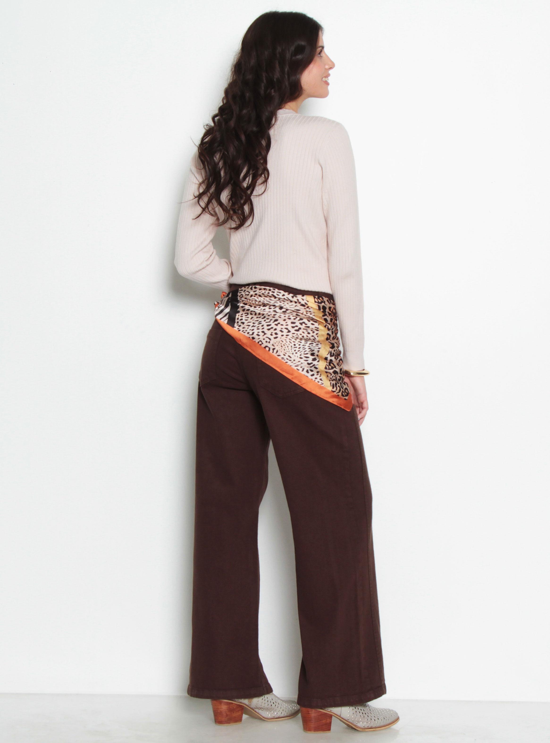 Jeans Wide Tiro Medio Pretina con Botón-4