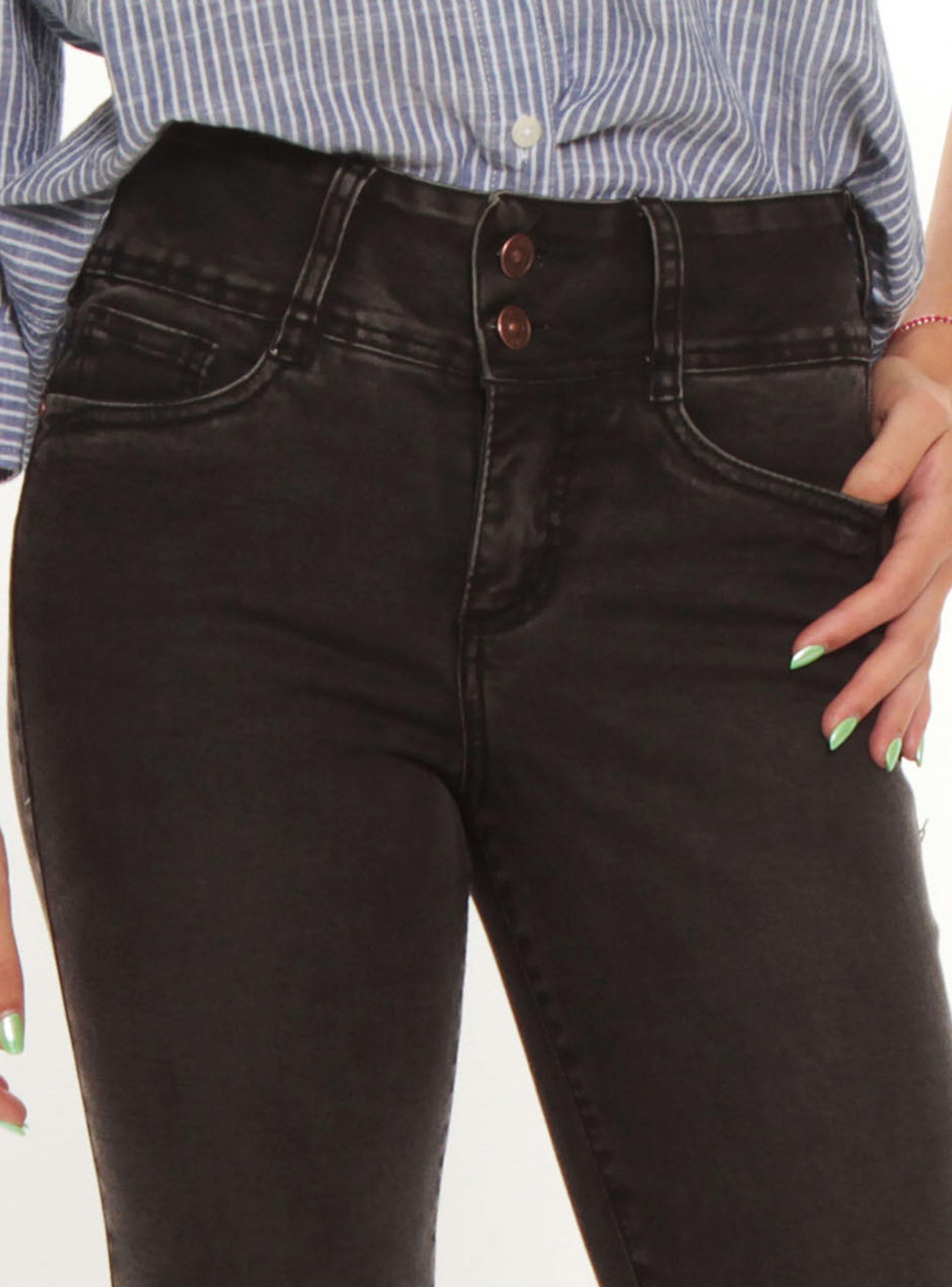 Jeans Tiro Alto Recto Pretina Alta Dos Botones-2