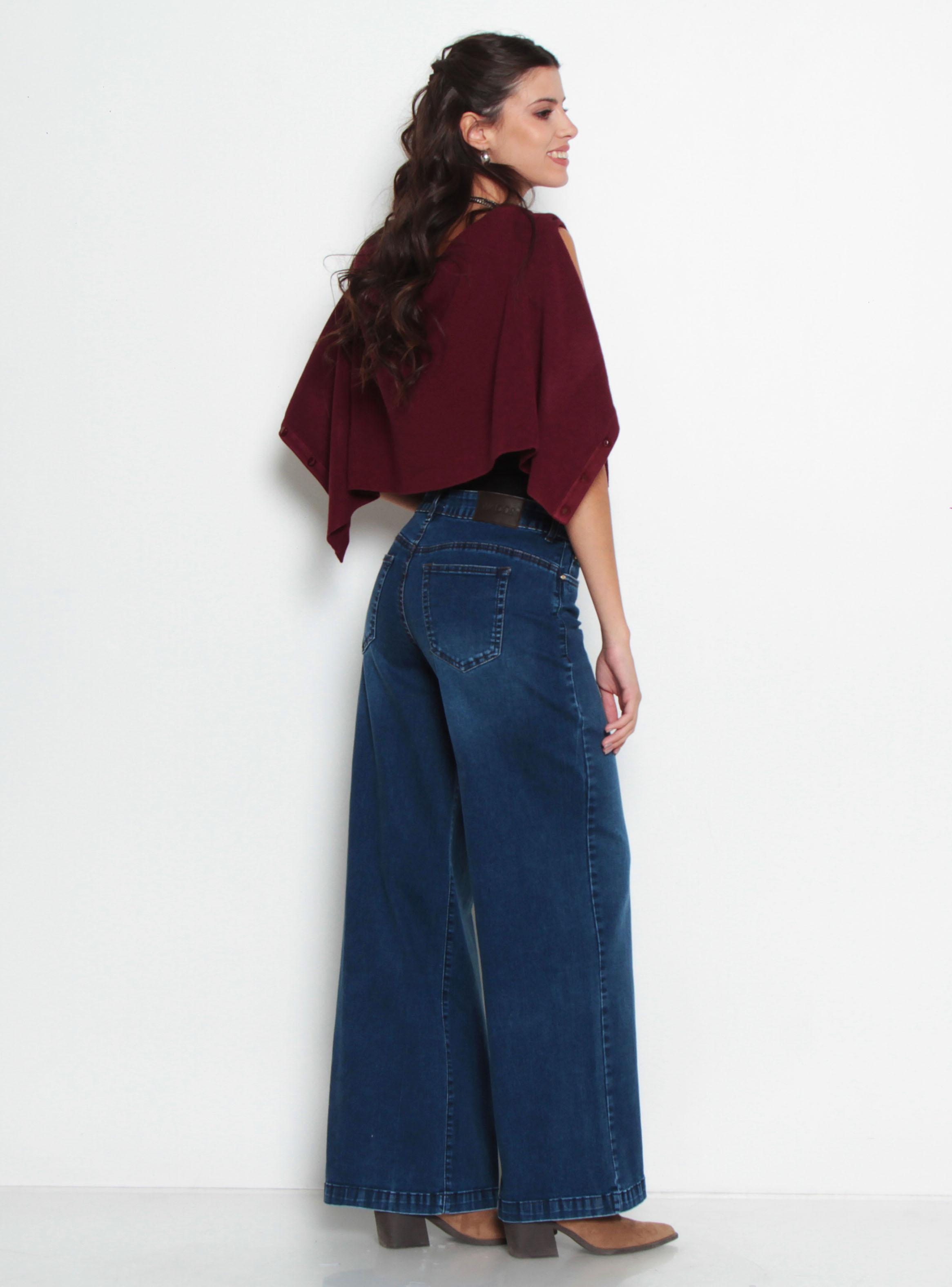 Jeans Wide Tiro Alto con Pretina y 1 Botón-4