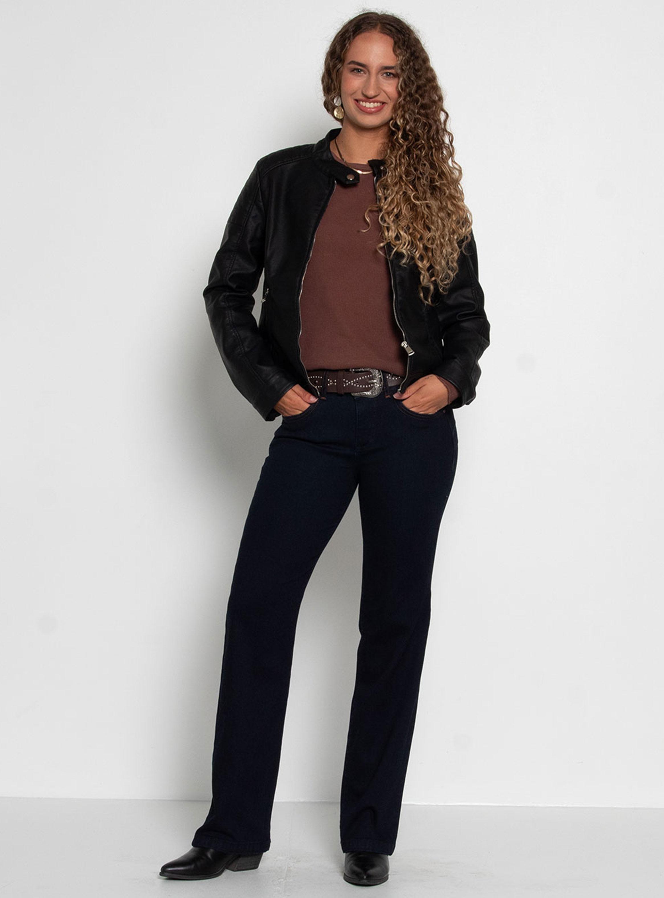 Jeans Flare Tiro Alto Pretina Básica 335-3