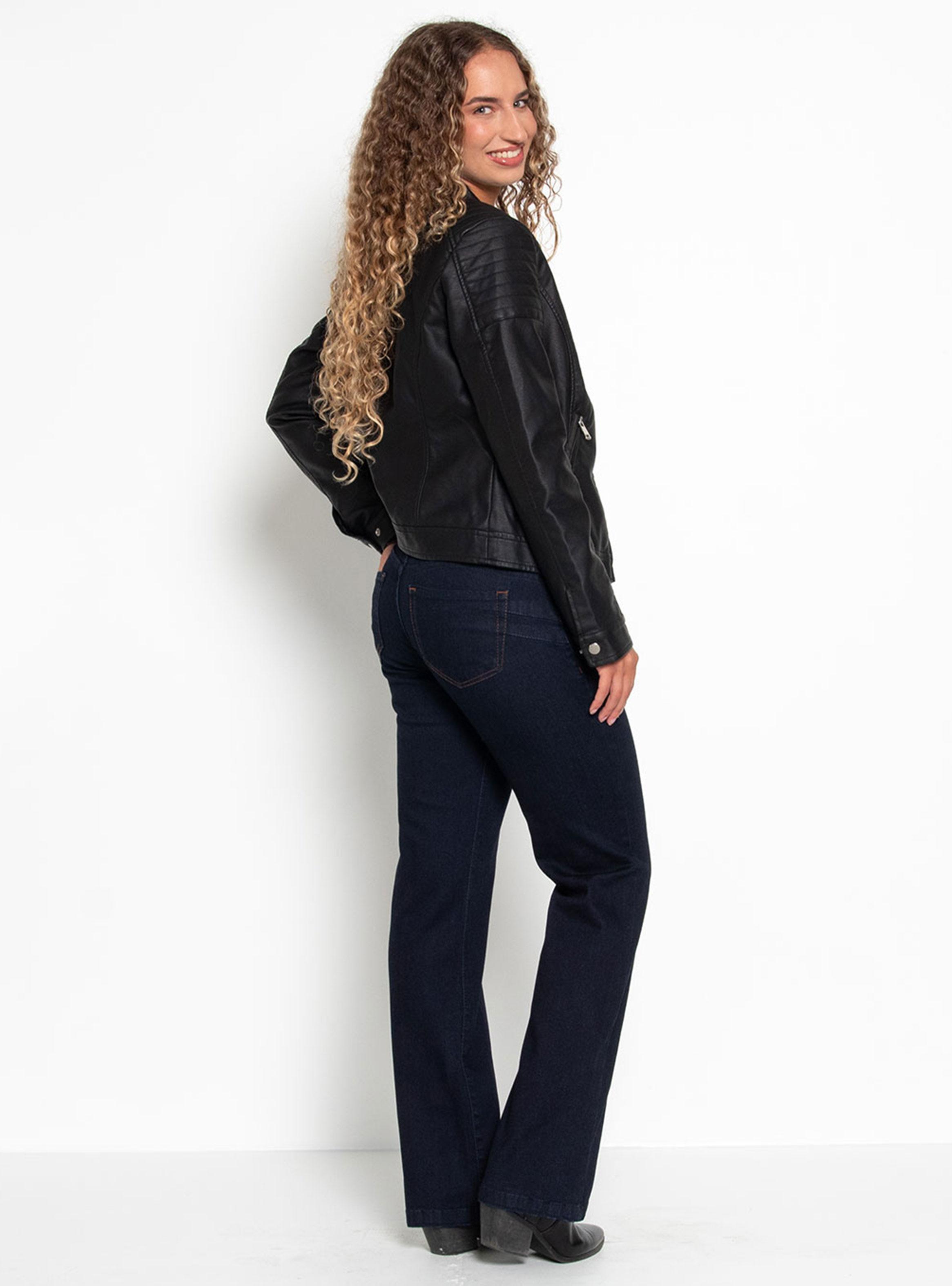 Jeans Flare Tiro Alto Pretina Básica 335-4