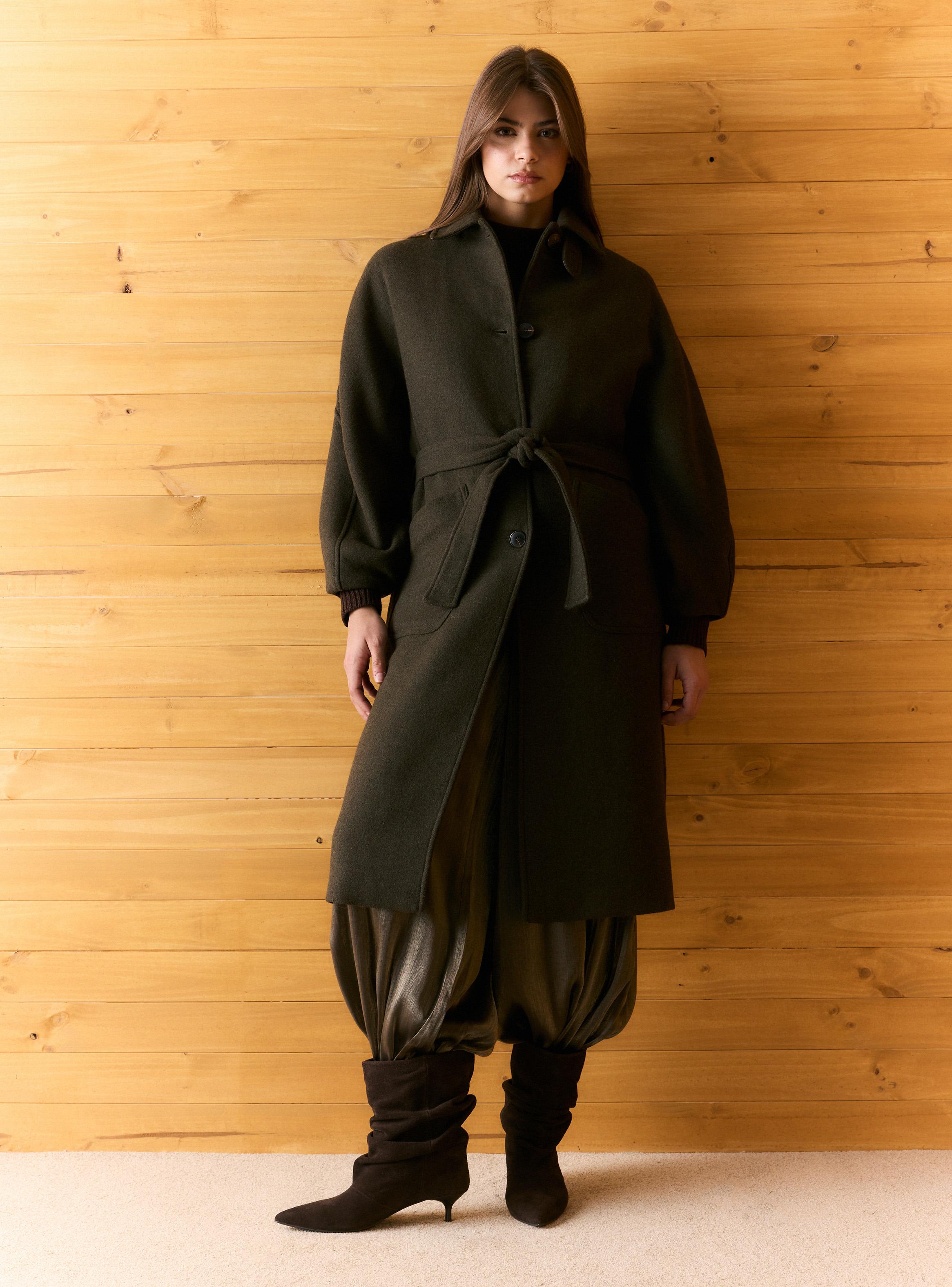 Abrigo Cuello Alto Funnel Lazo en Cintura-4