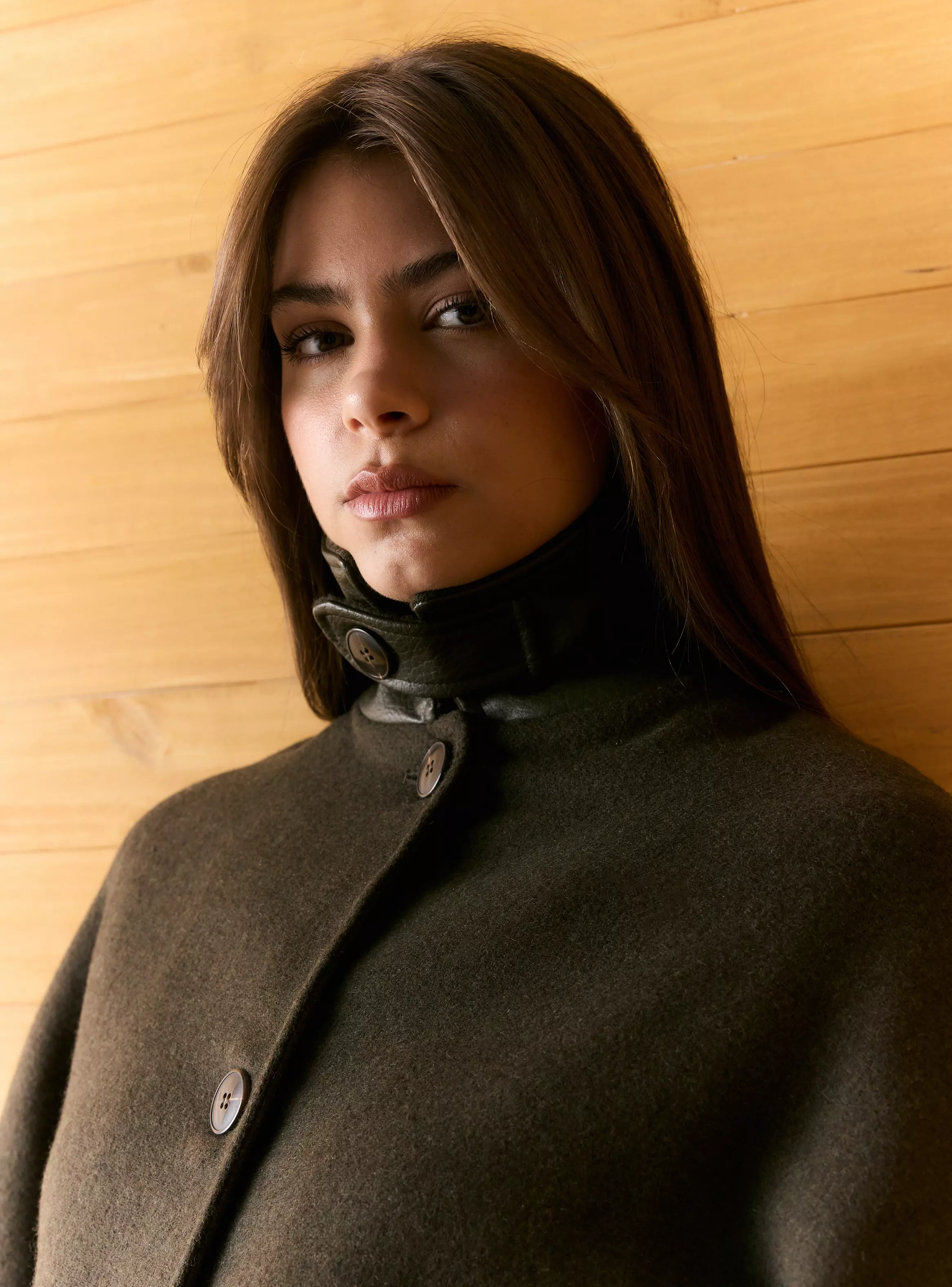 Abrigo Cuello Alto Funnel Lazo en Cintura-2