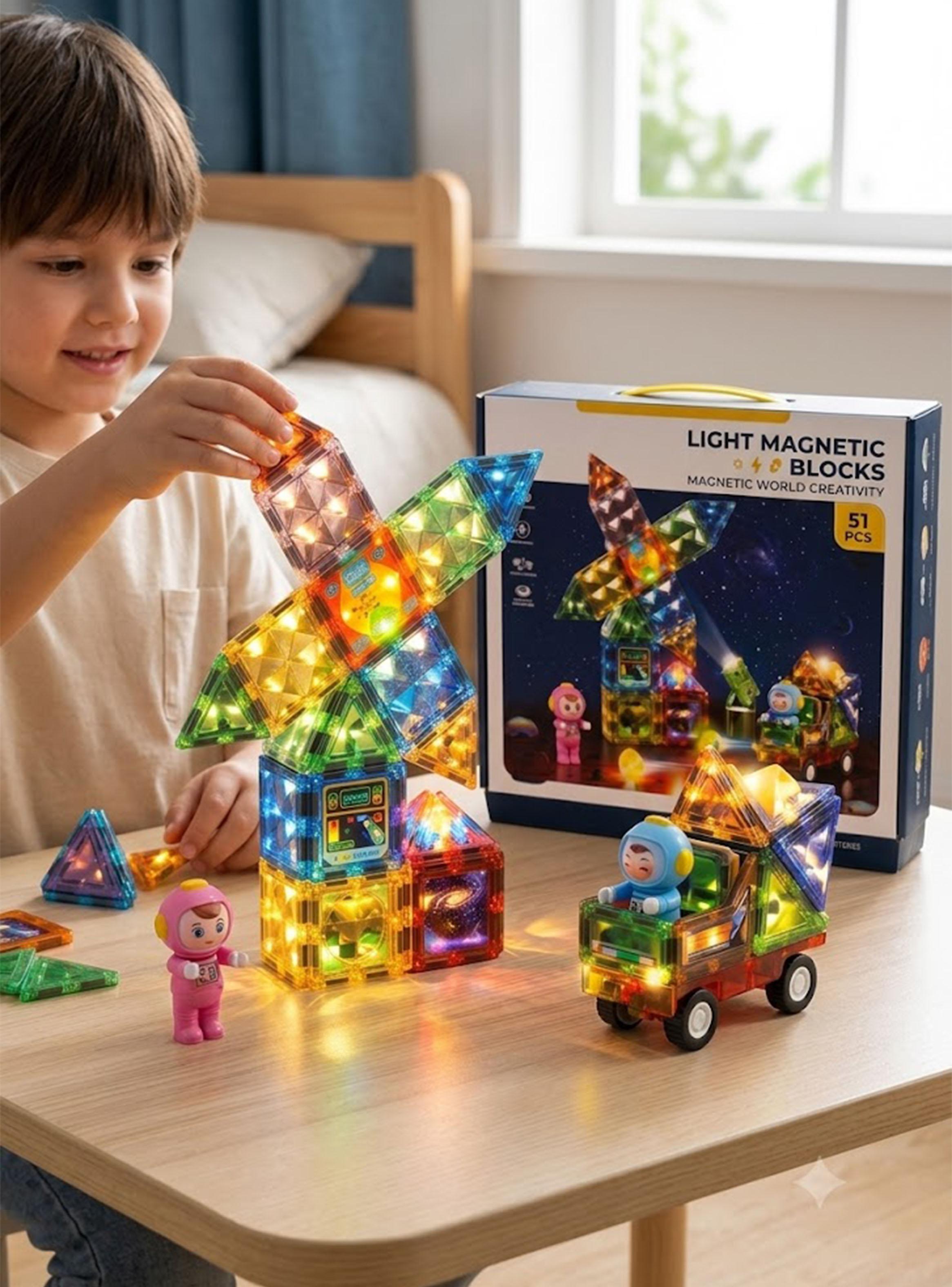 Juego de Creación y Diseño Magnético Luminoso 51 Piezas-2
