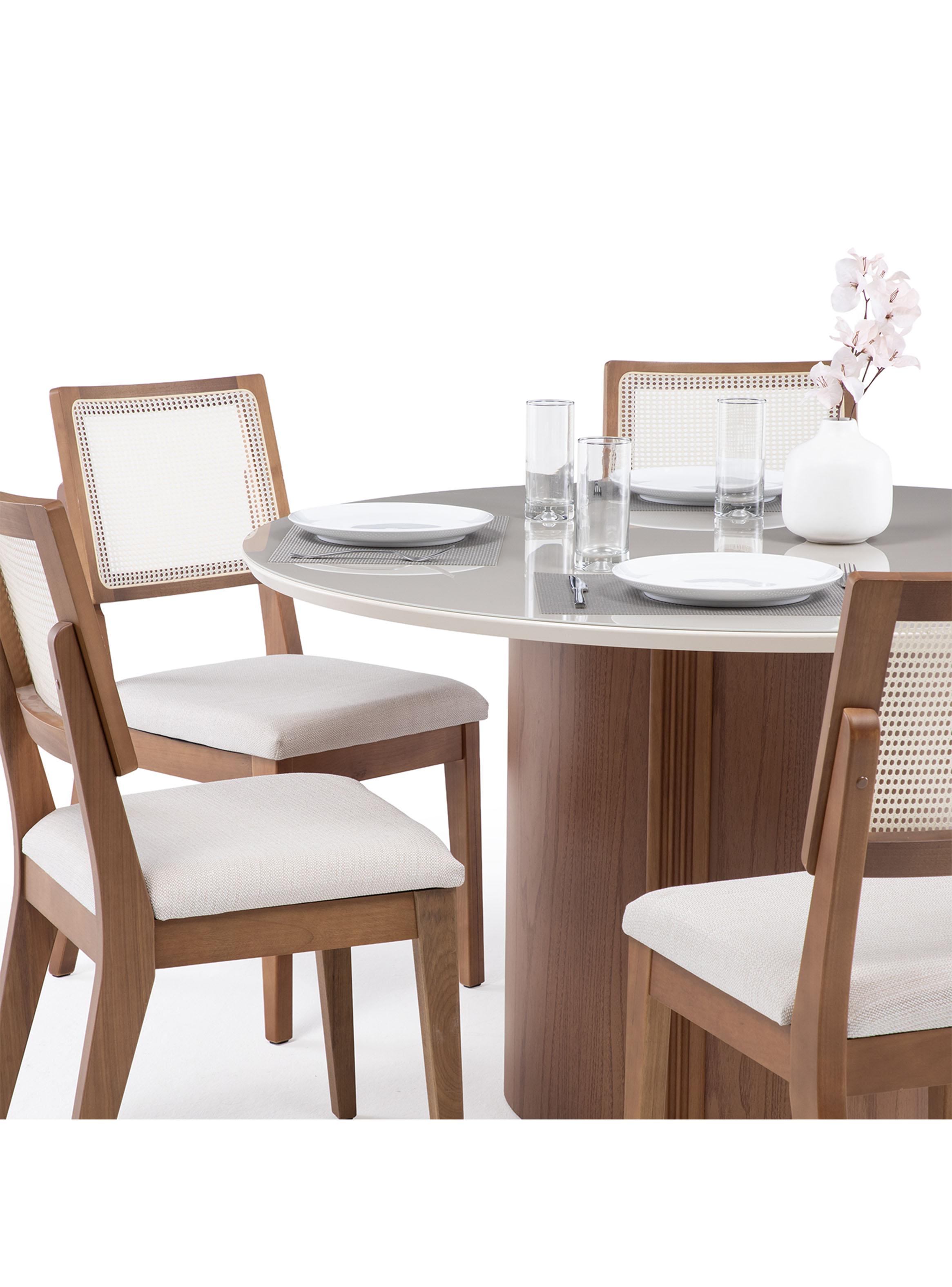 Juego de Comedor Kalina Redondo Vidrio Madera 6 Sillas Saga-3