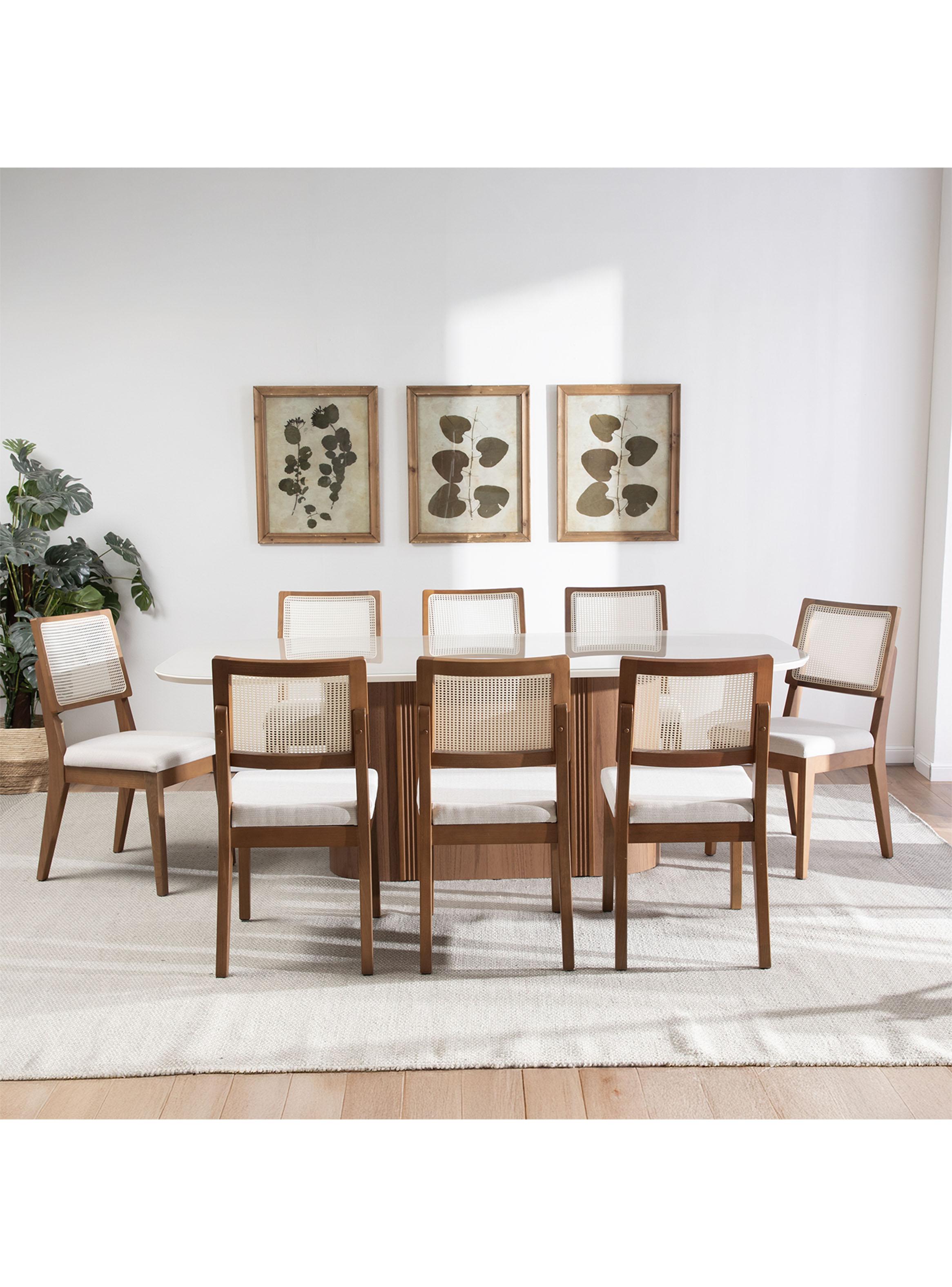 Juego de Comedor Kalina 2.2 Vidrio Madera  8 Sillas Saga-4