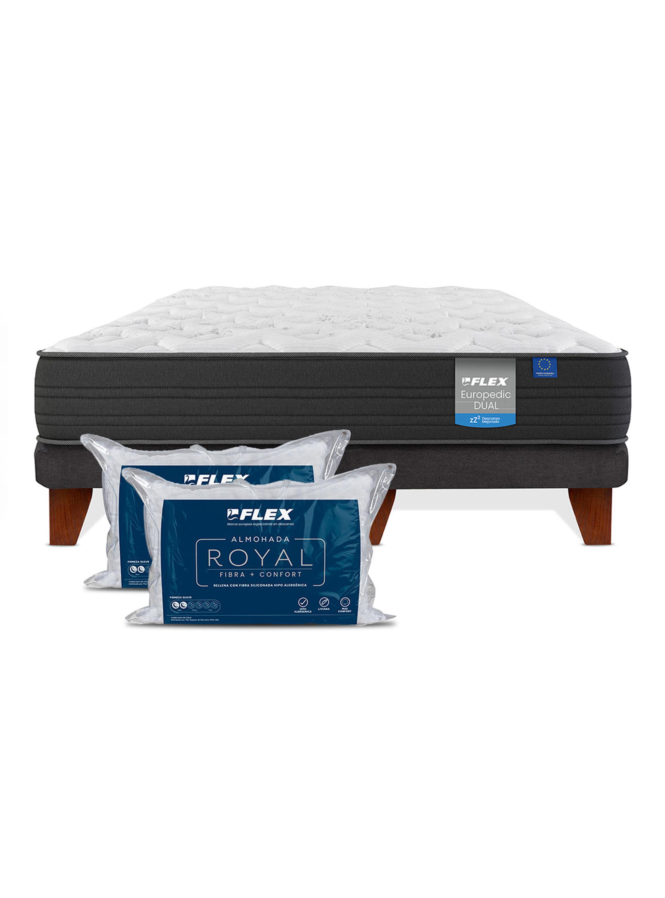 Cama Europea Europedic Dual Base Dividida 2 Plazas + 2 Almohadas Royal-2