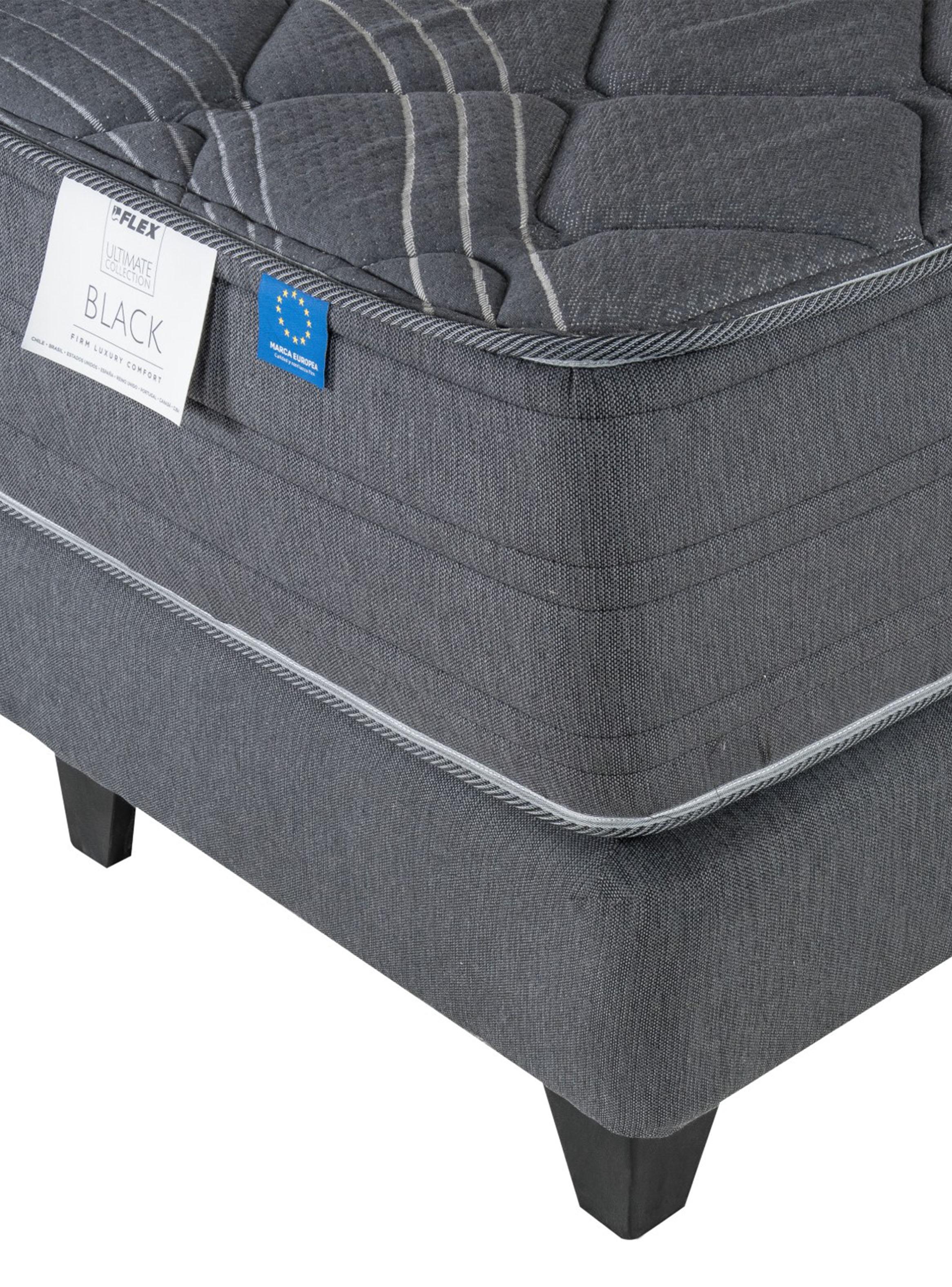 Cama Europea Black King Base Dividida + Respaldo + Veladores-4