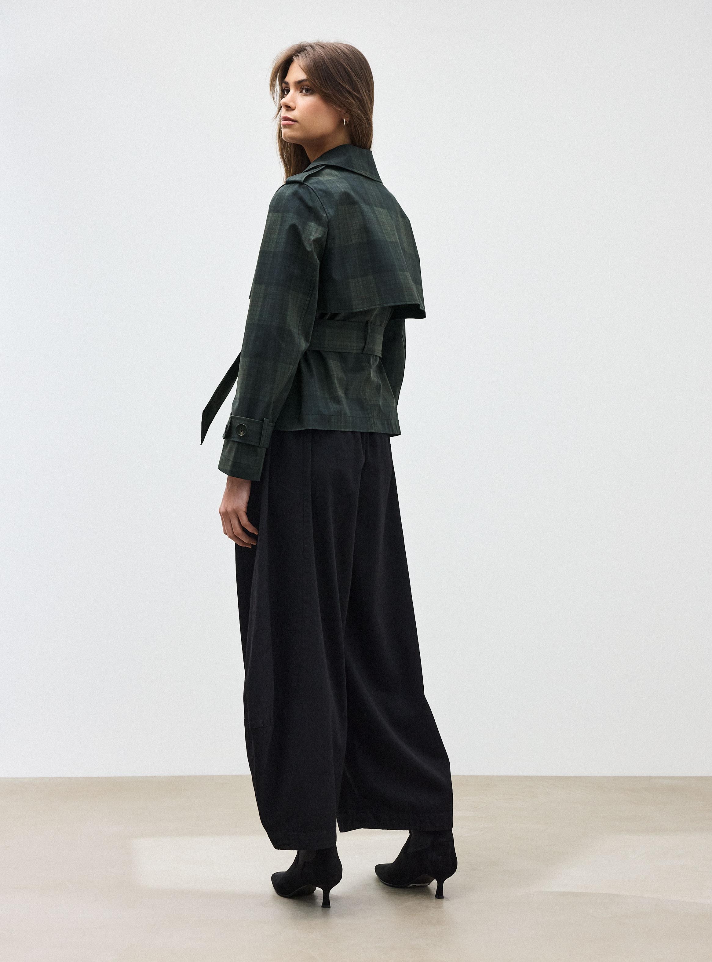 Chaqueta Trench Corto Diseño Cuadros-5