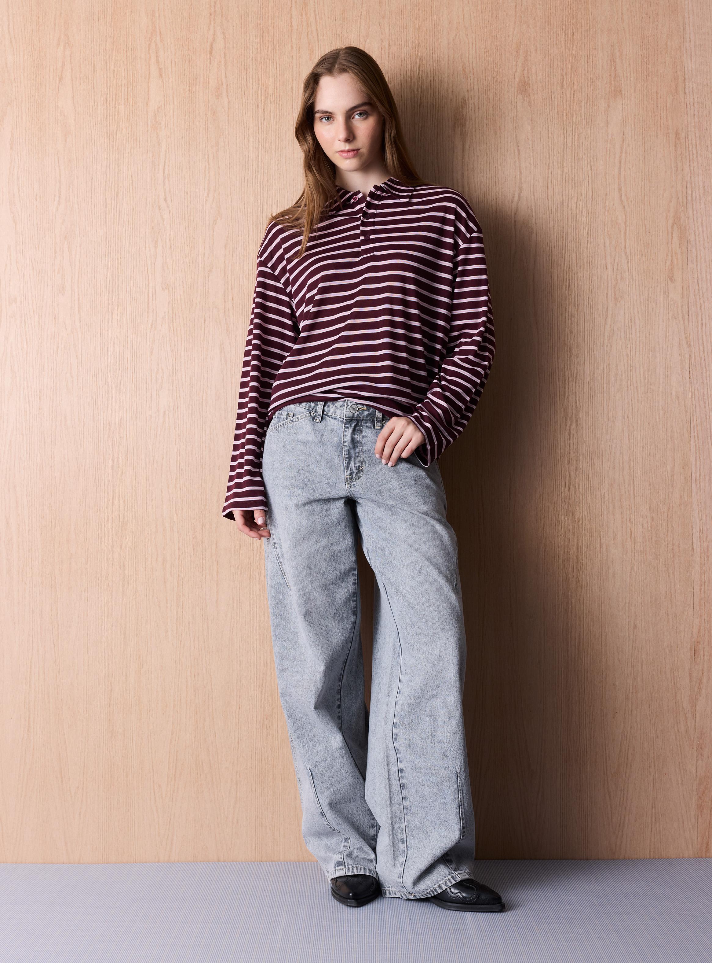 Polera Cuello Polo y Rayas-4