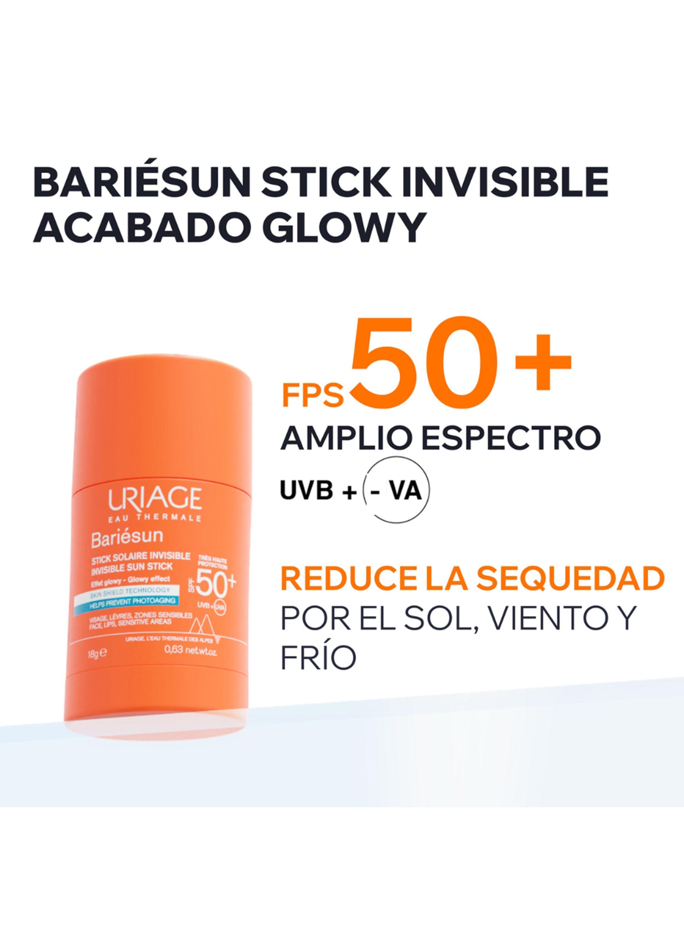 Protector Solar Bariésun  Stick Invisible SPF50+ con Funda Glow 18g Uriage-3
