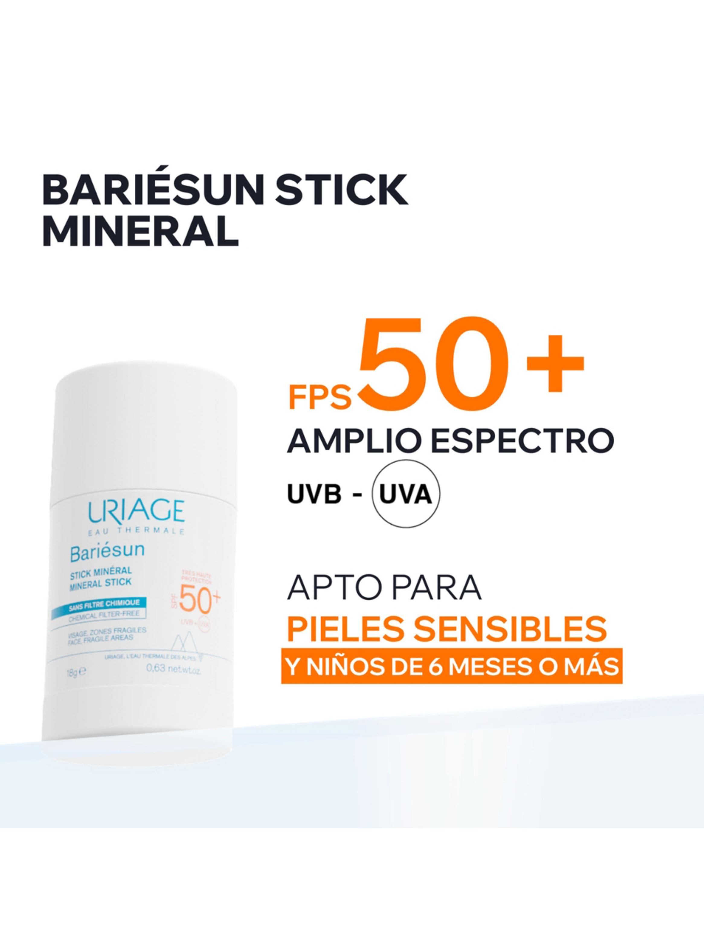 Protector SolarBariésun Stick Mineral SPF50 con Funda Mineral 18g Uriage-2