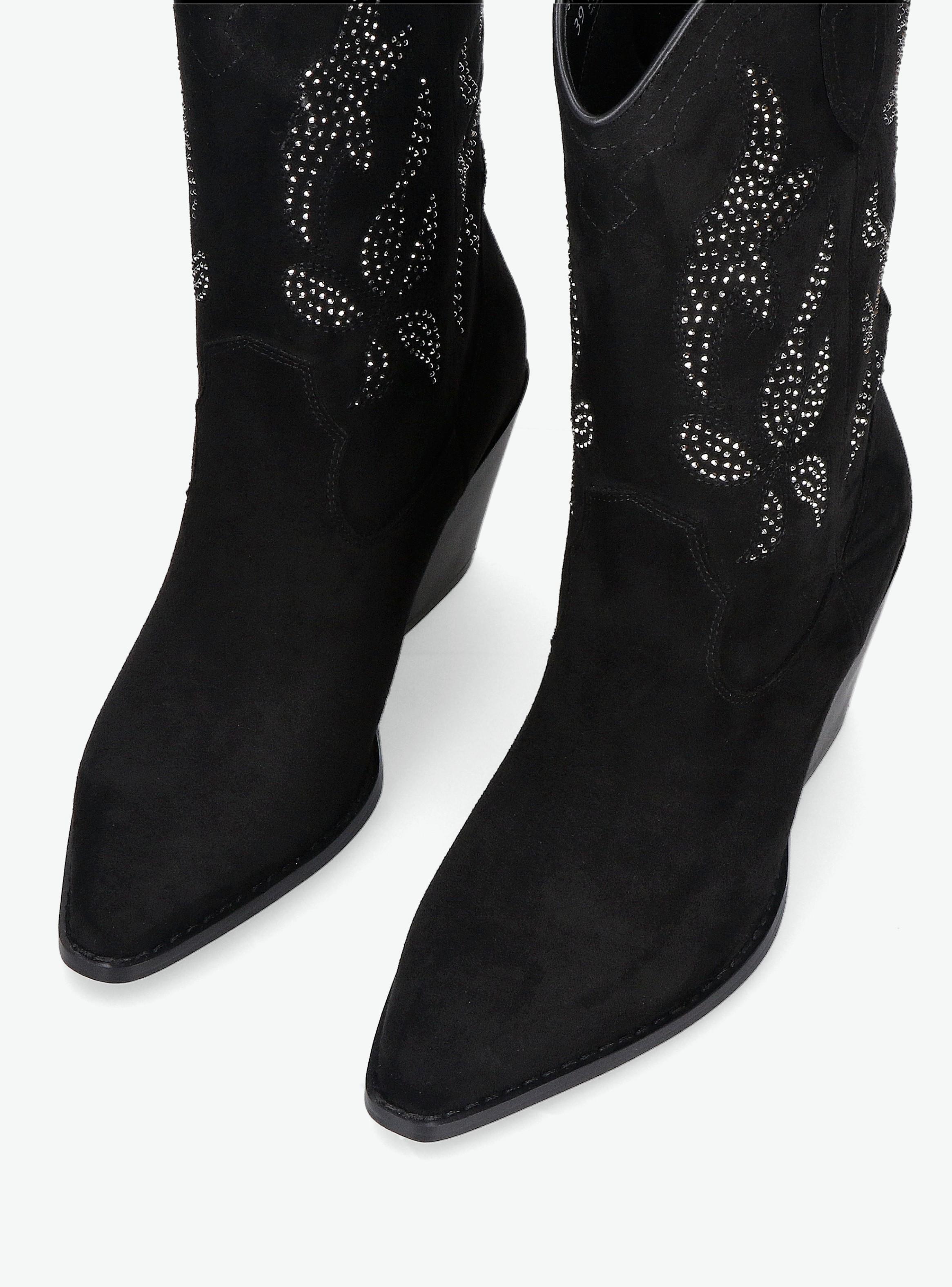 Bota Cuero Cowboy con Diseño de Tachas Mujer-3