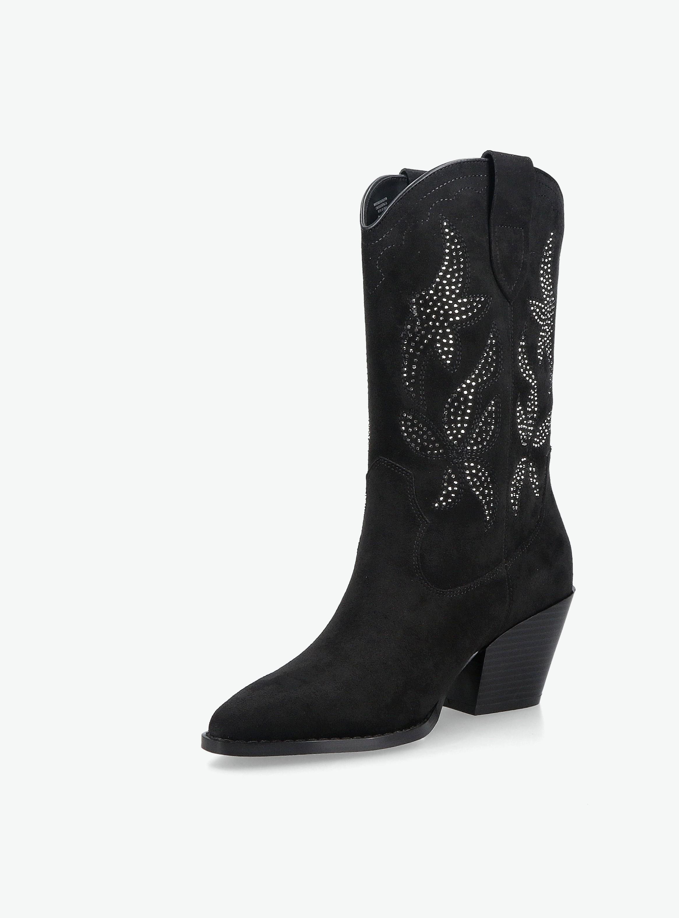 Bota Cuero Cowboy con Diseño de Tachas Mujer-2