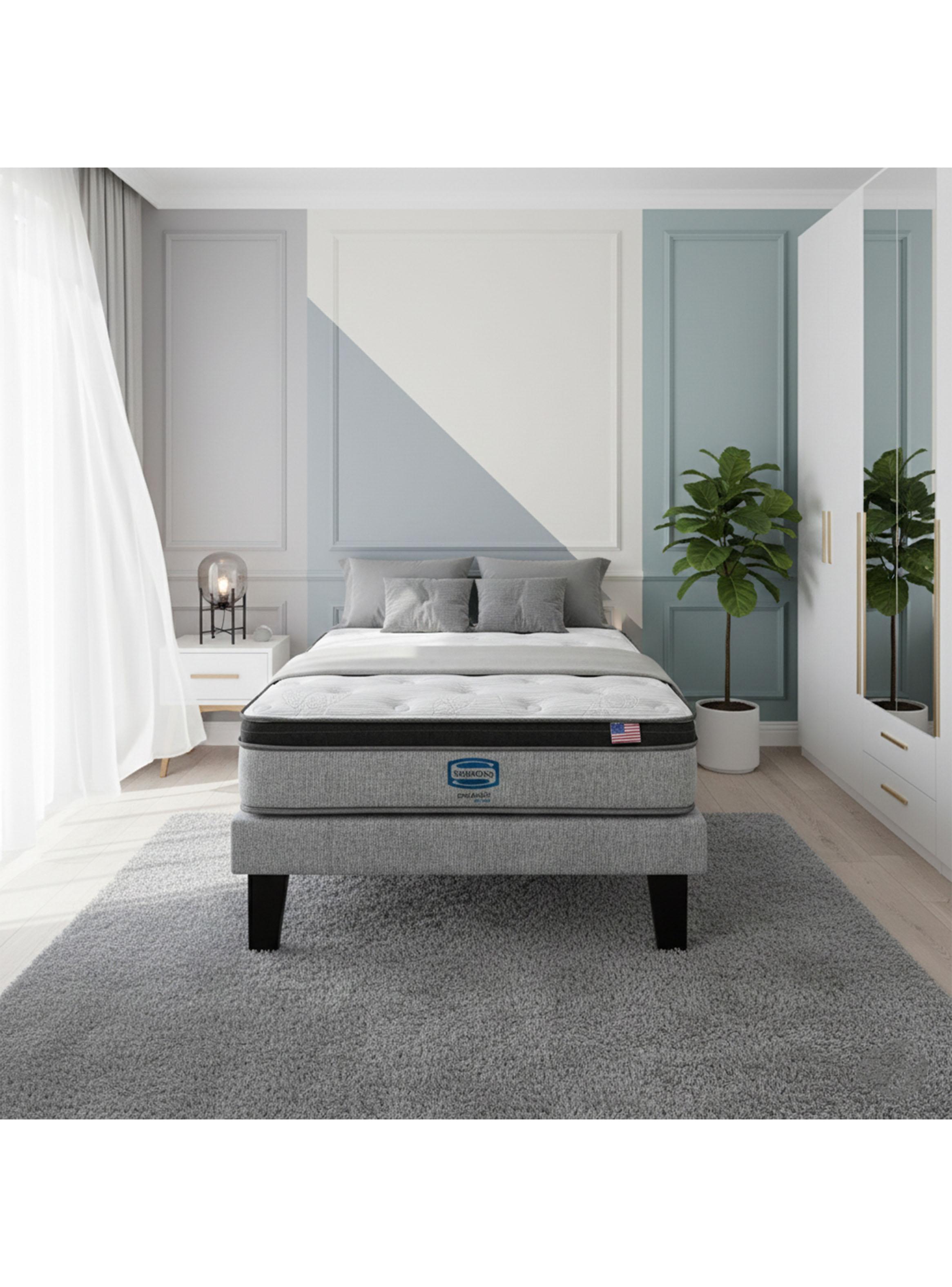 Cama Europea Dreamer Plus 1.5 Plazas Plata Base Normal + Respaldo-5