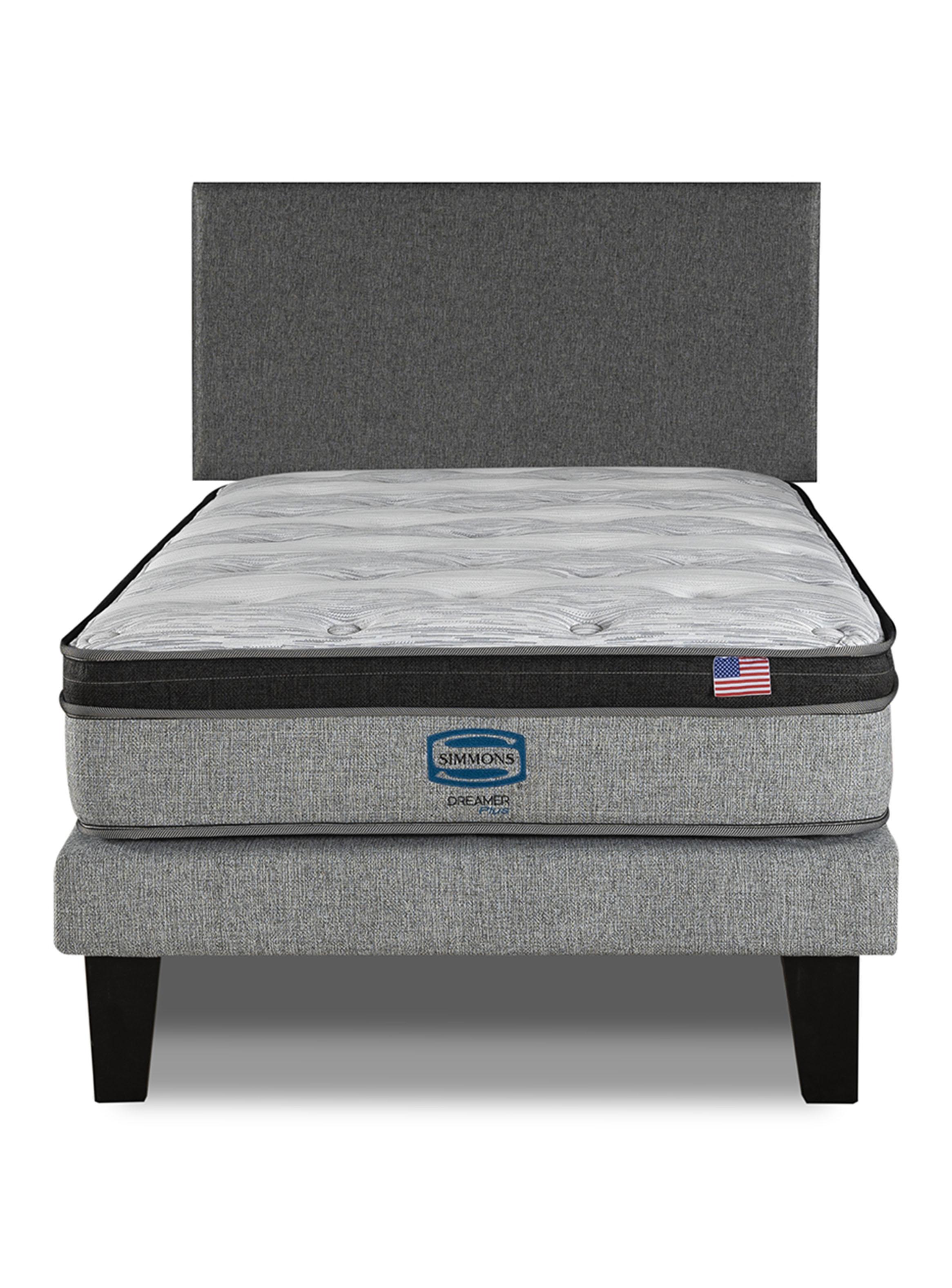 Cama Europea Dreamer Plus 1.5 Plazas Plata Base Normal + Respaldo-2