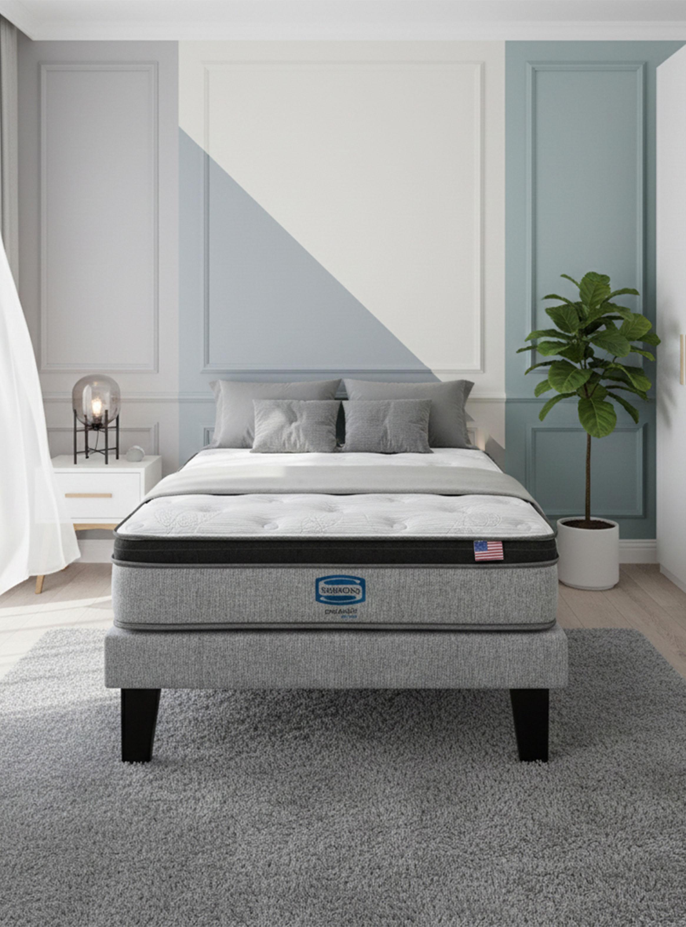 Cama Europea Dreamer Plus 1.5 Plazas Plata Negro Base Normal + Respaldo-5