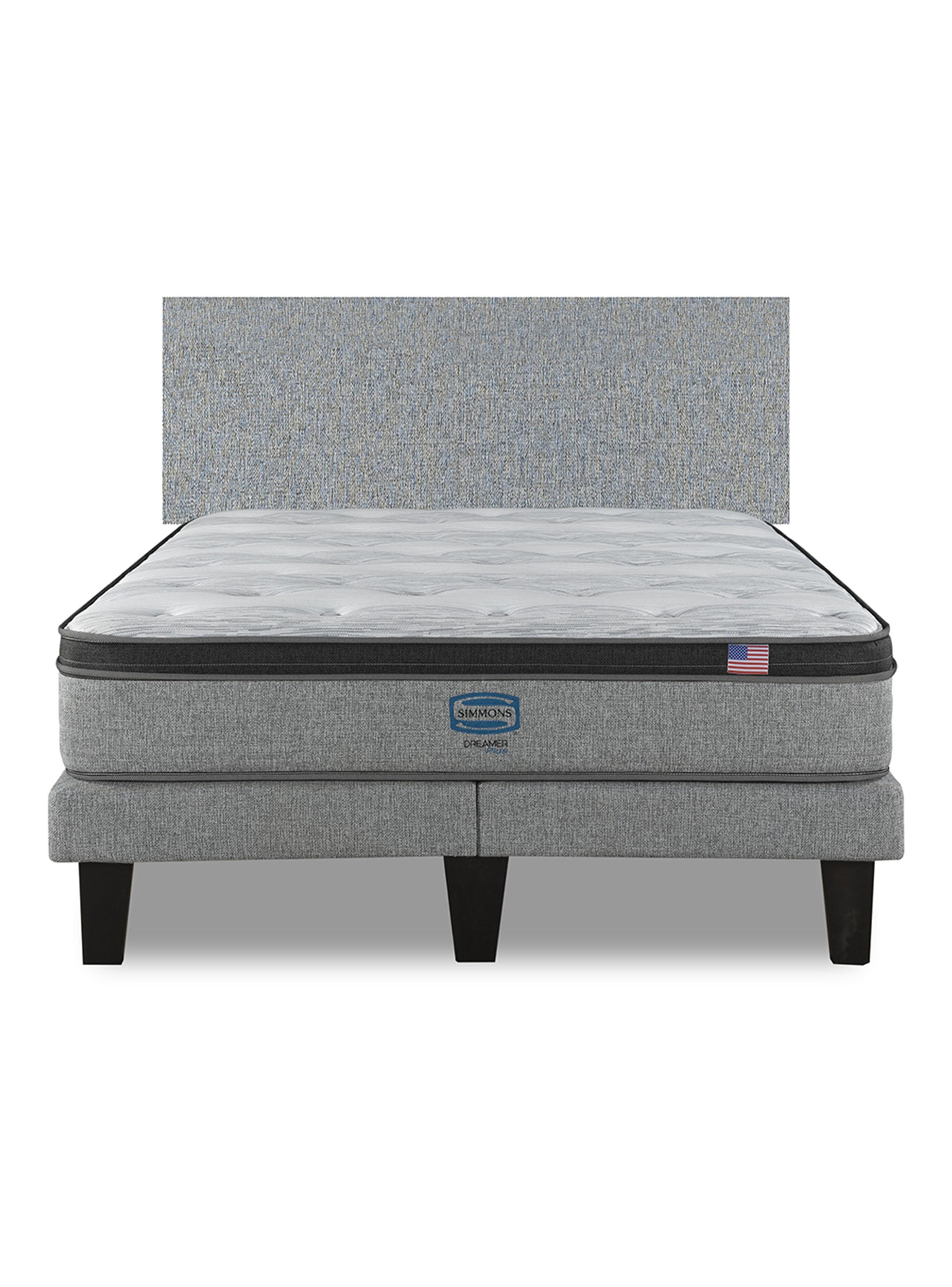 Cama Europea Dreamer Plus 2 Plazas Plata Base Dividida + Respaldo-2