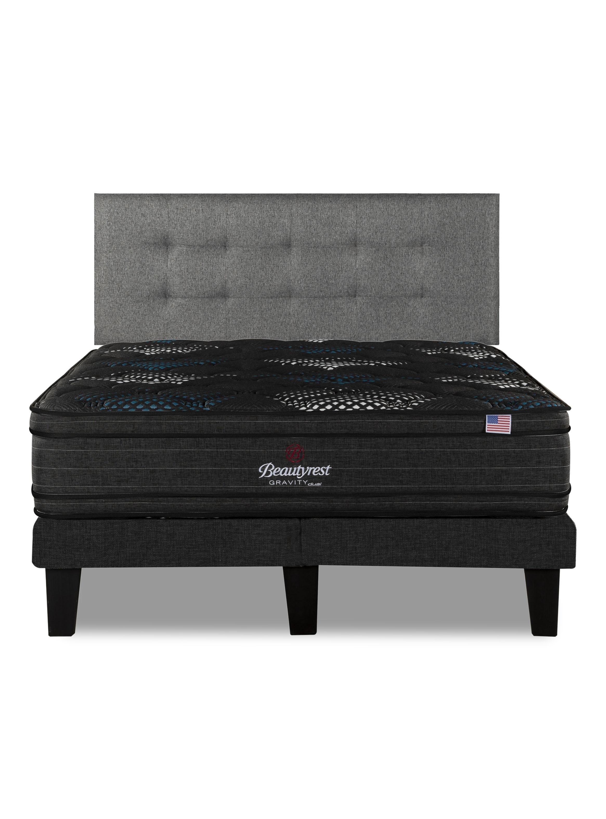 Cama Europea Gravity Dual 2 Plazas Base Dividida Respaldo Urban Gris-2