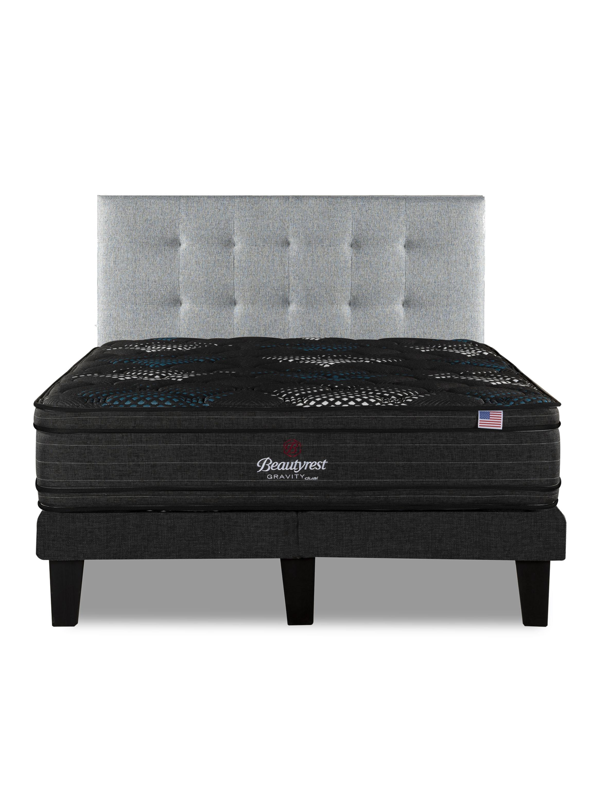 Cama Europea Gravity Dual 2 Plazas Base Dividida Respaldo Urban Plata-2