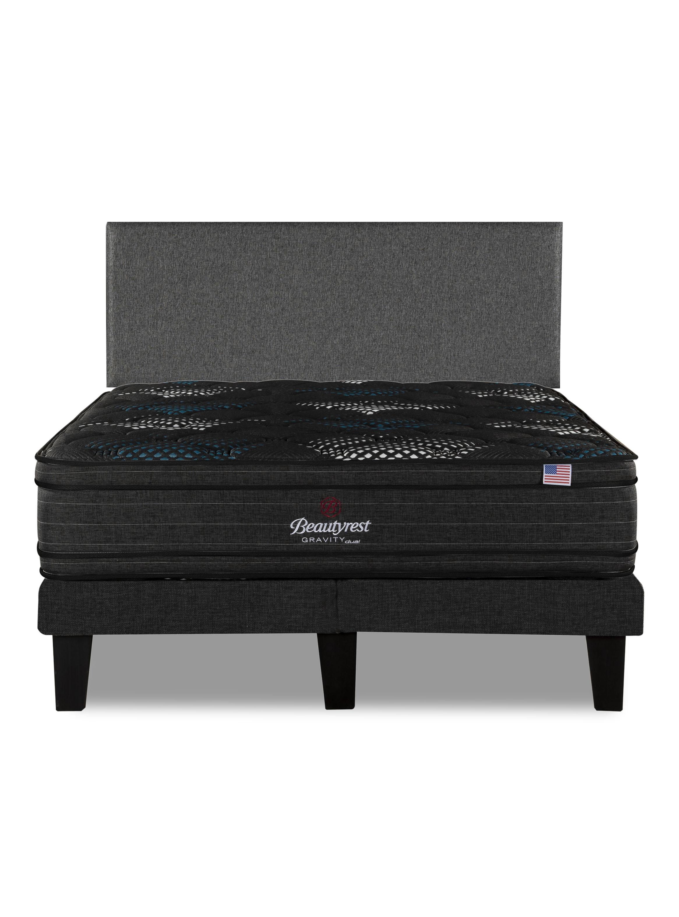 Cama Europea Gravity Dual 2 Plazas Base Dividida Respaldo Praga Gris-2