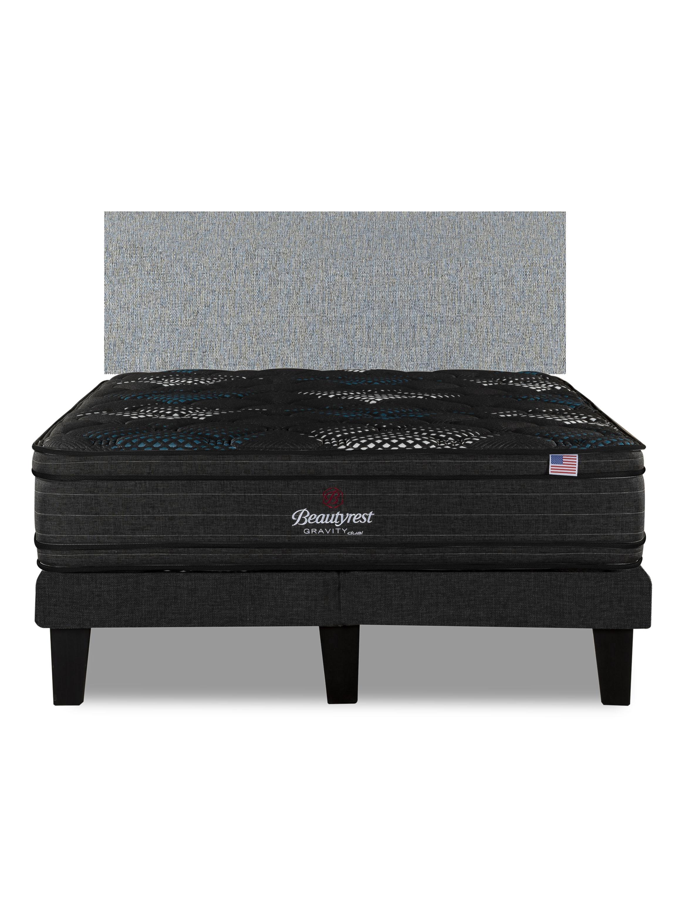 Cama Europea Gravity Dual 2 Plazas Base Dividida Respaldo Praga Plata-2