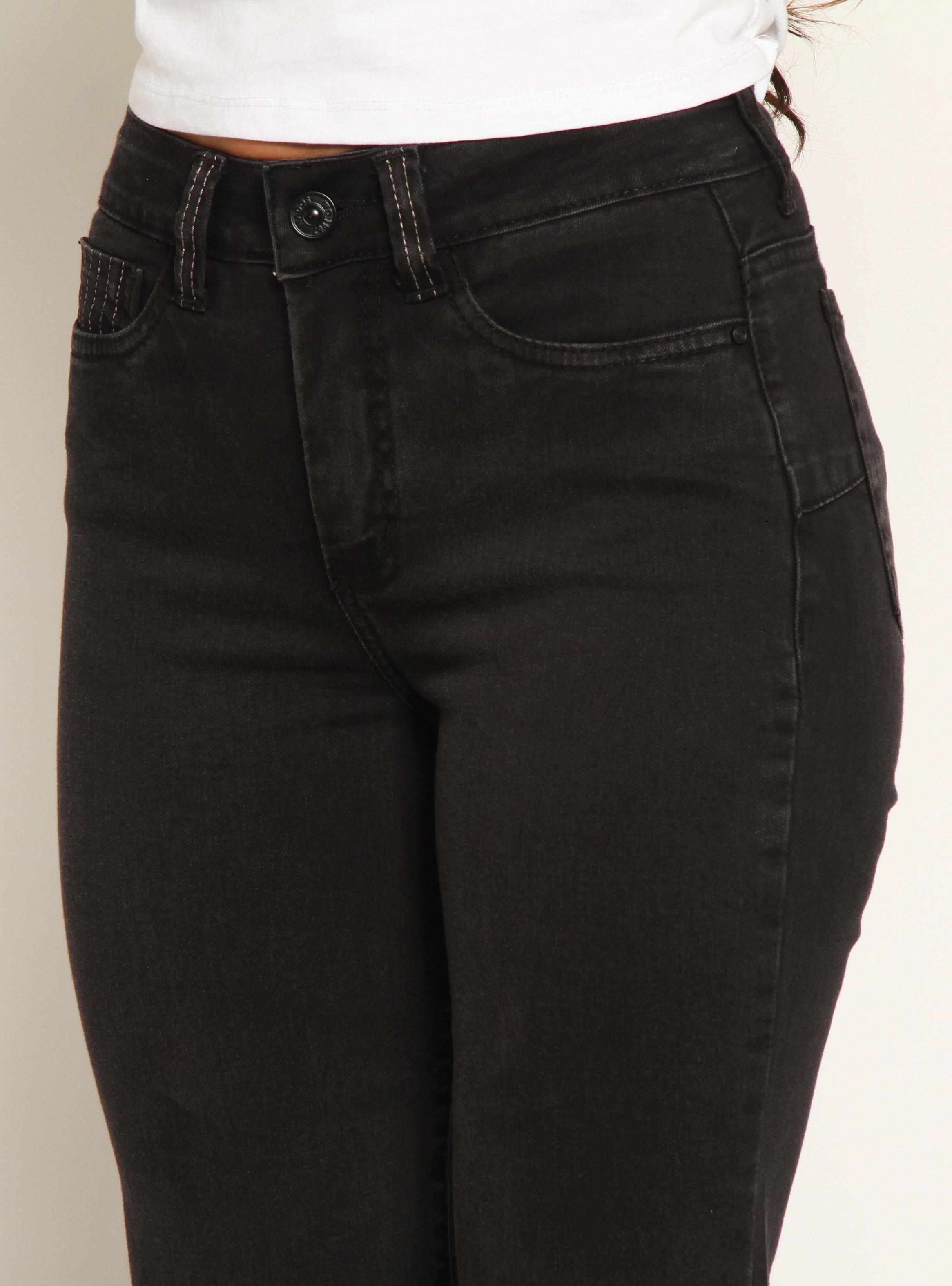 Jeans Flare Tiro Alto Pretina Básica 1 Botón-2