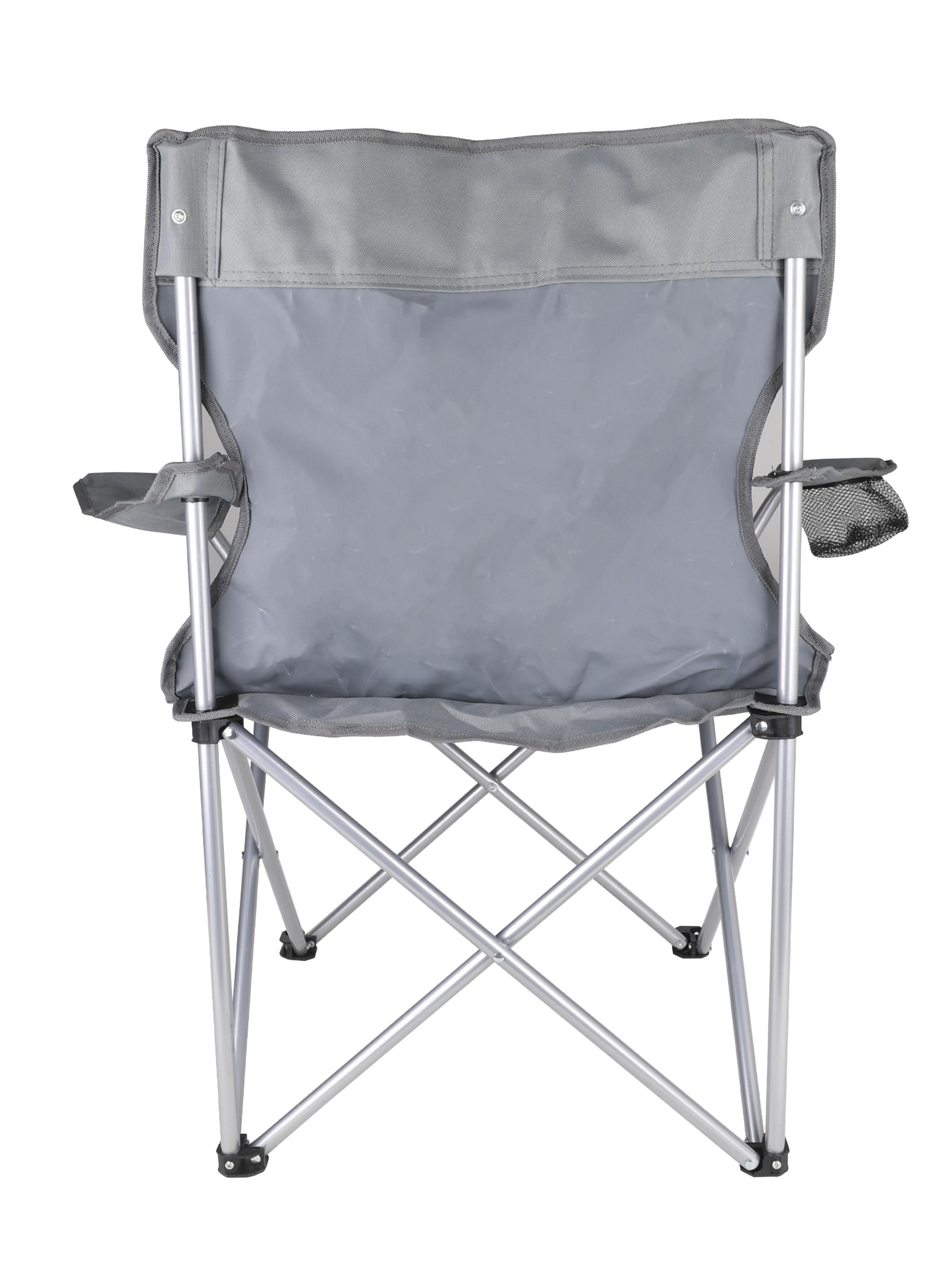 Silla de Camping con Apoya Brazos Gris-3