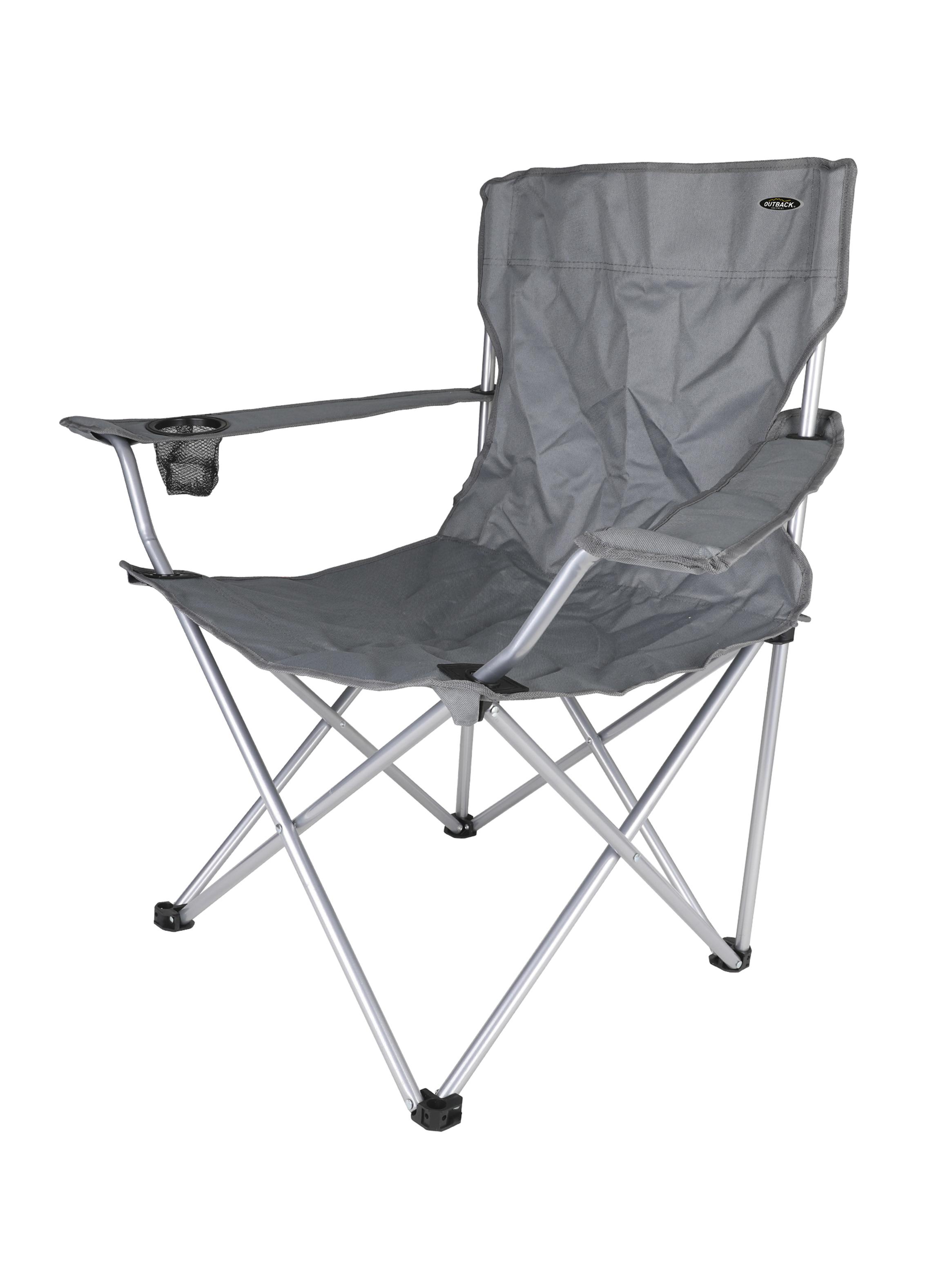 Silla de Camping con Apoya Brazos Gris-2