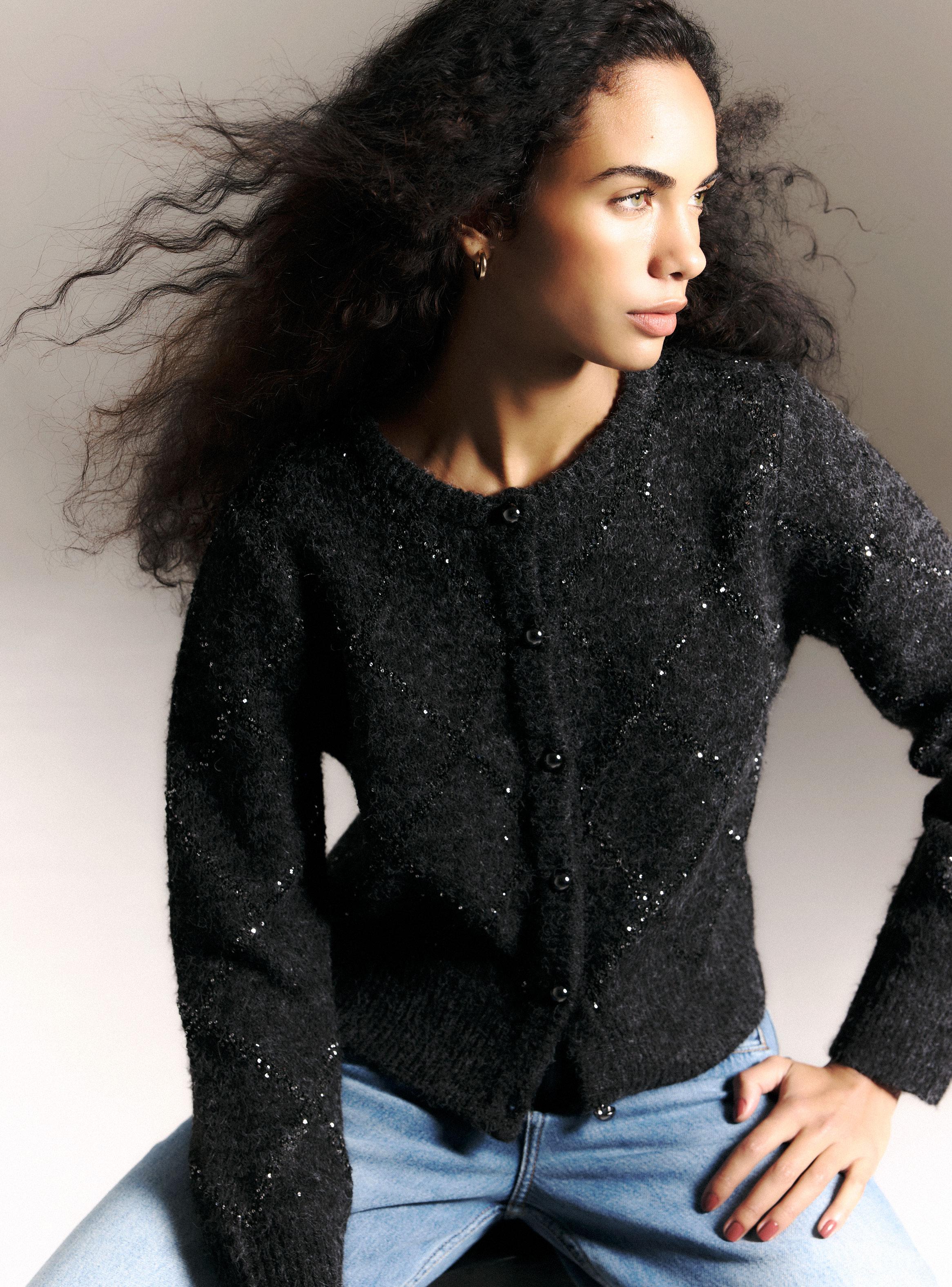 Cárdigan Diseño Rombos con Lentejuelas-2