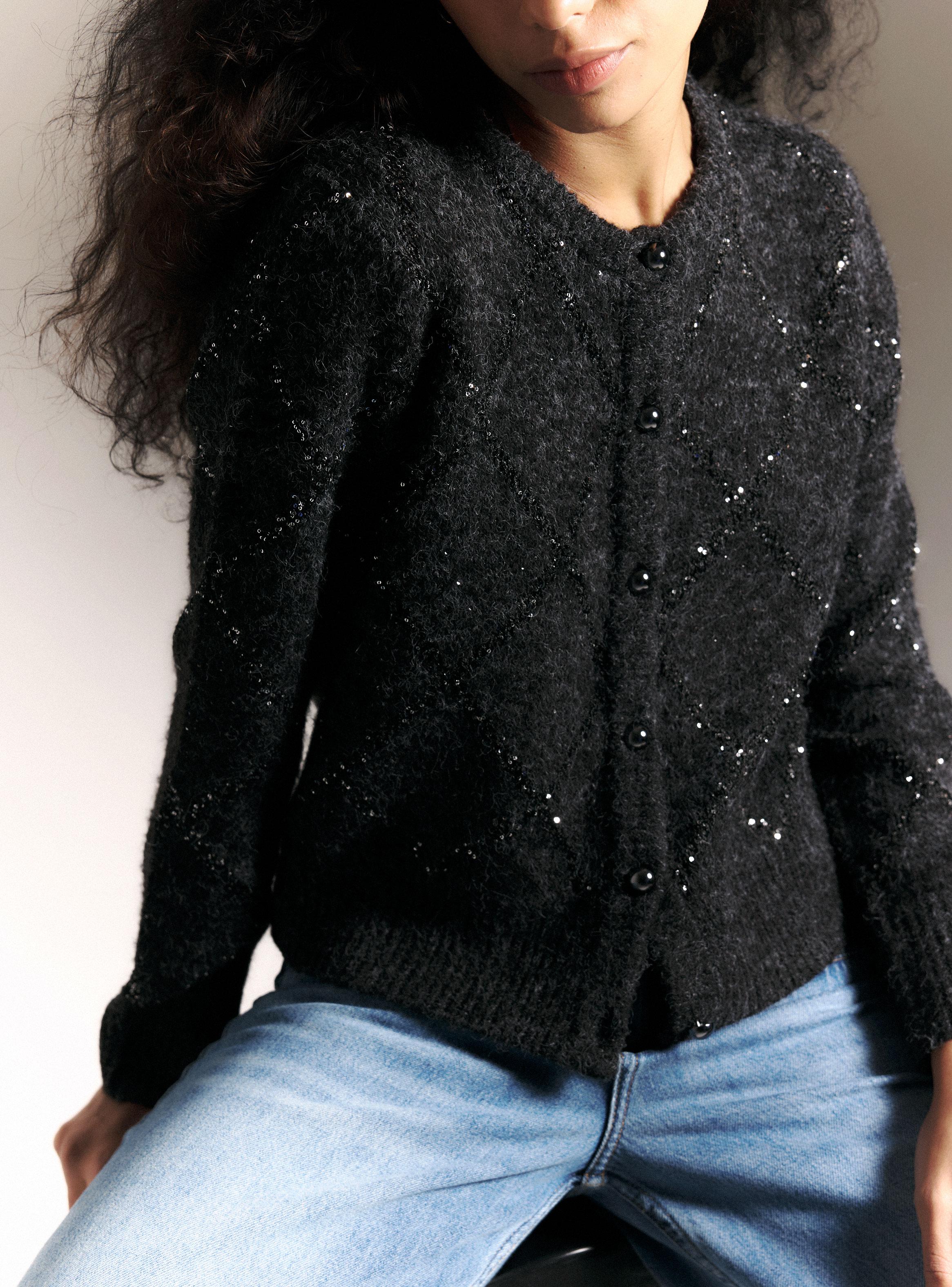 Cárdigan Diseño Rombos con Lentejuelas-3