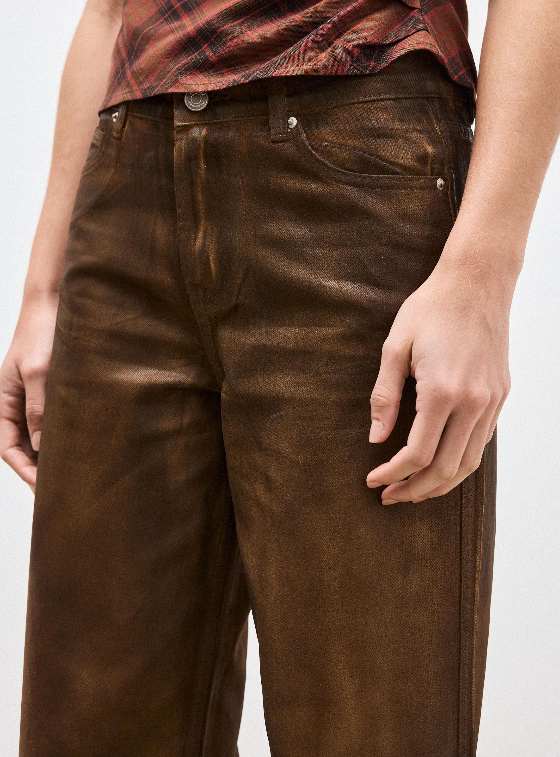 Jeans Barrel Wide Leg Efecto Coated-2