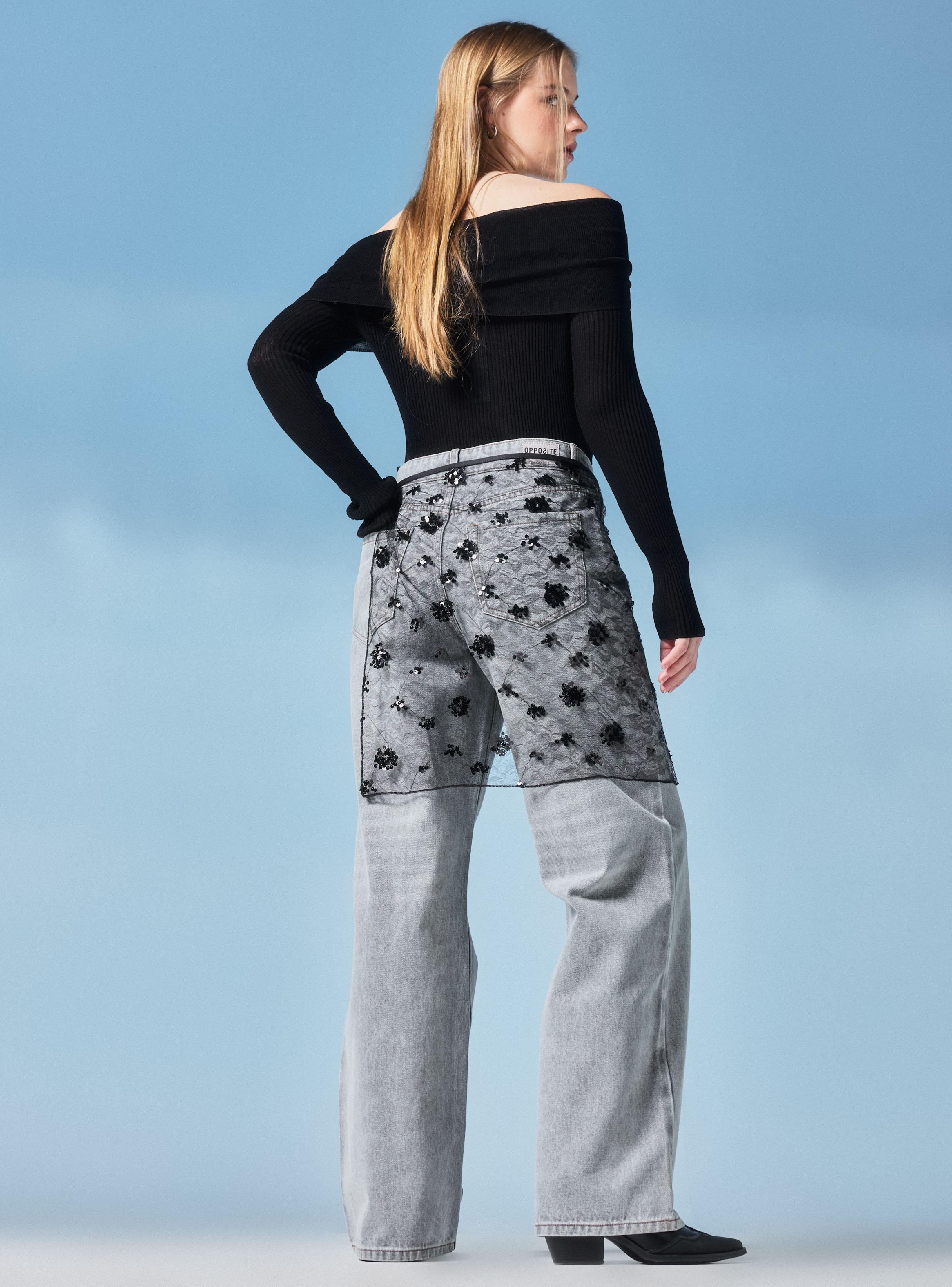 Jeans Calce Relajado con Pareo-5