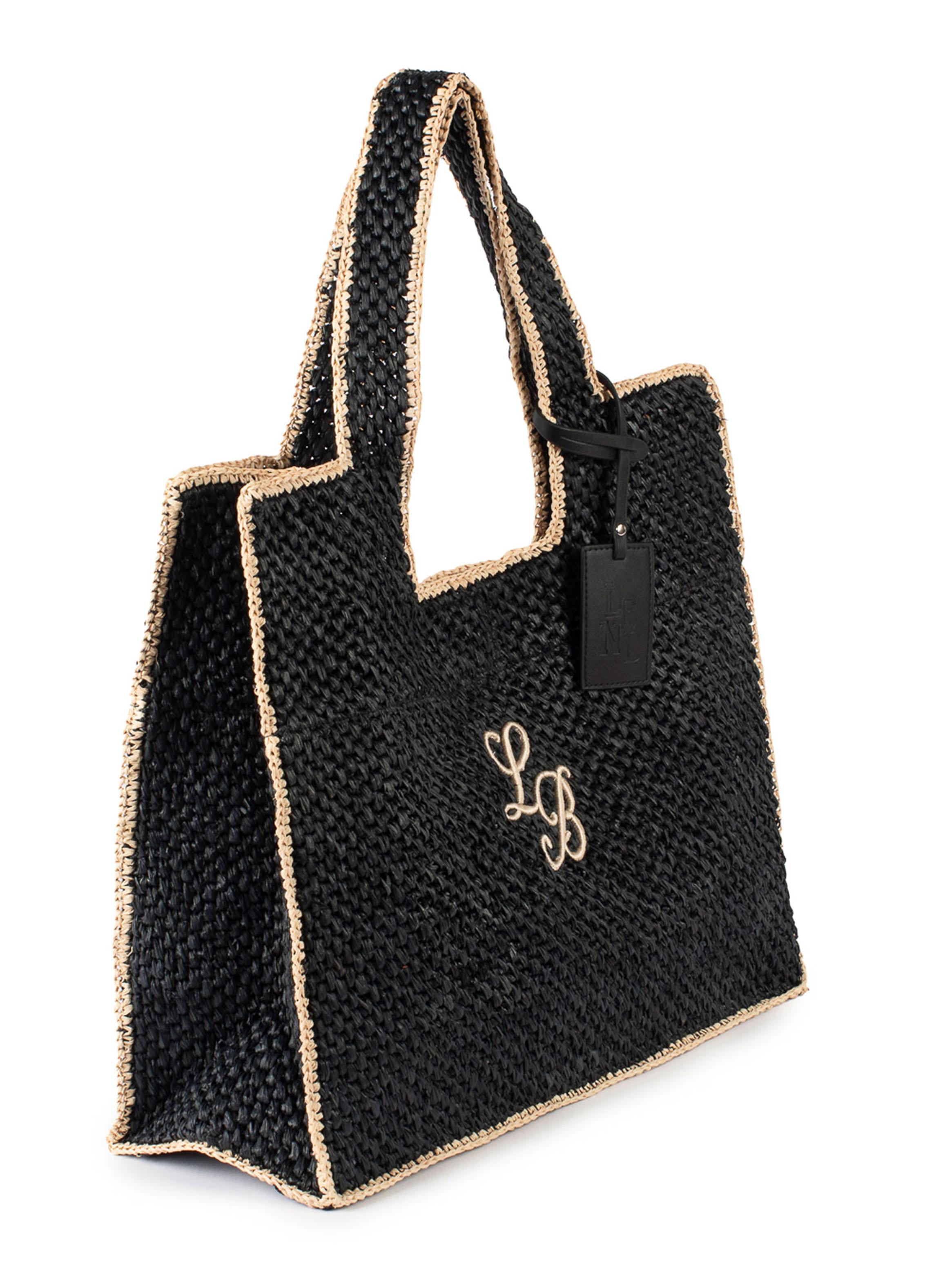 Bolso de Playa Black Raffia Tote Bag Duo-2
