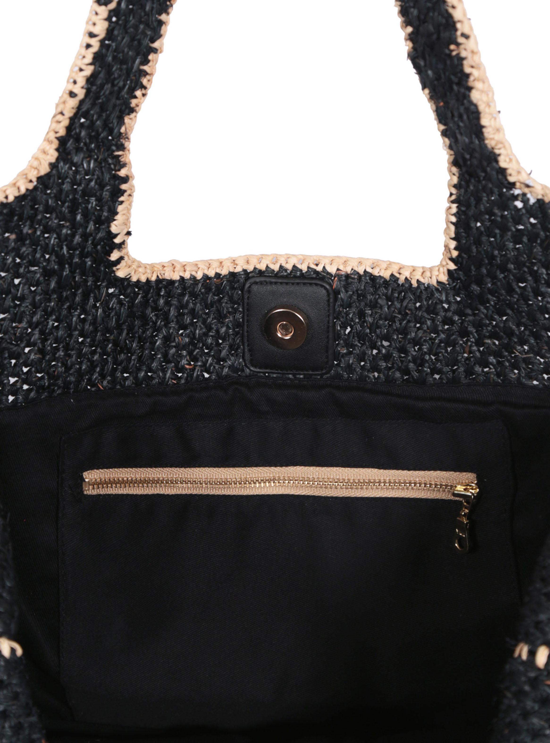 Bolso de Playa Black Raffia Tote Bag Duo-3