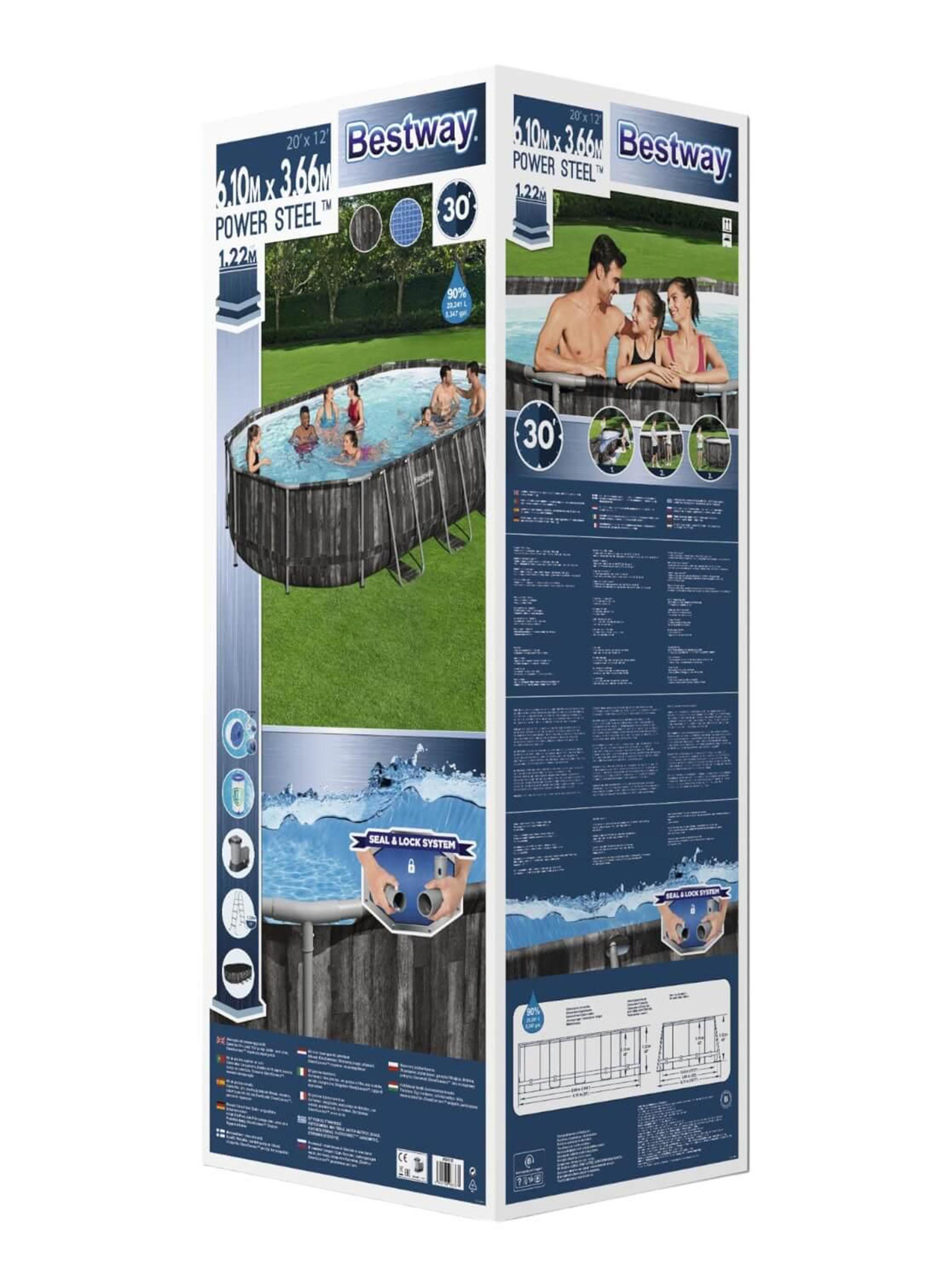 Piscina Ovalada Power Steel Rattan 6.1 x 3.66 x 1.22 m-1