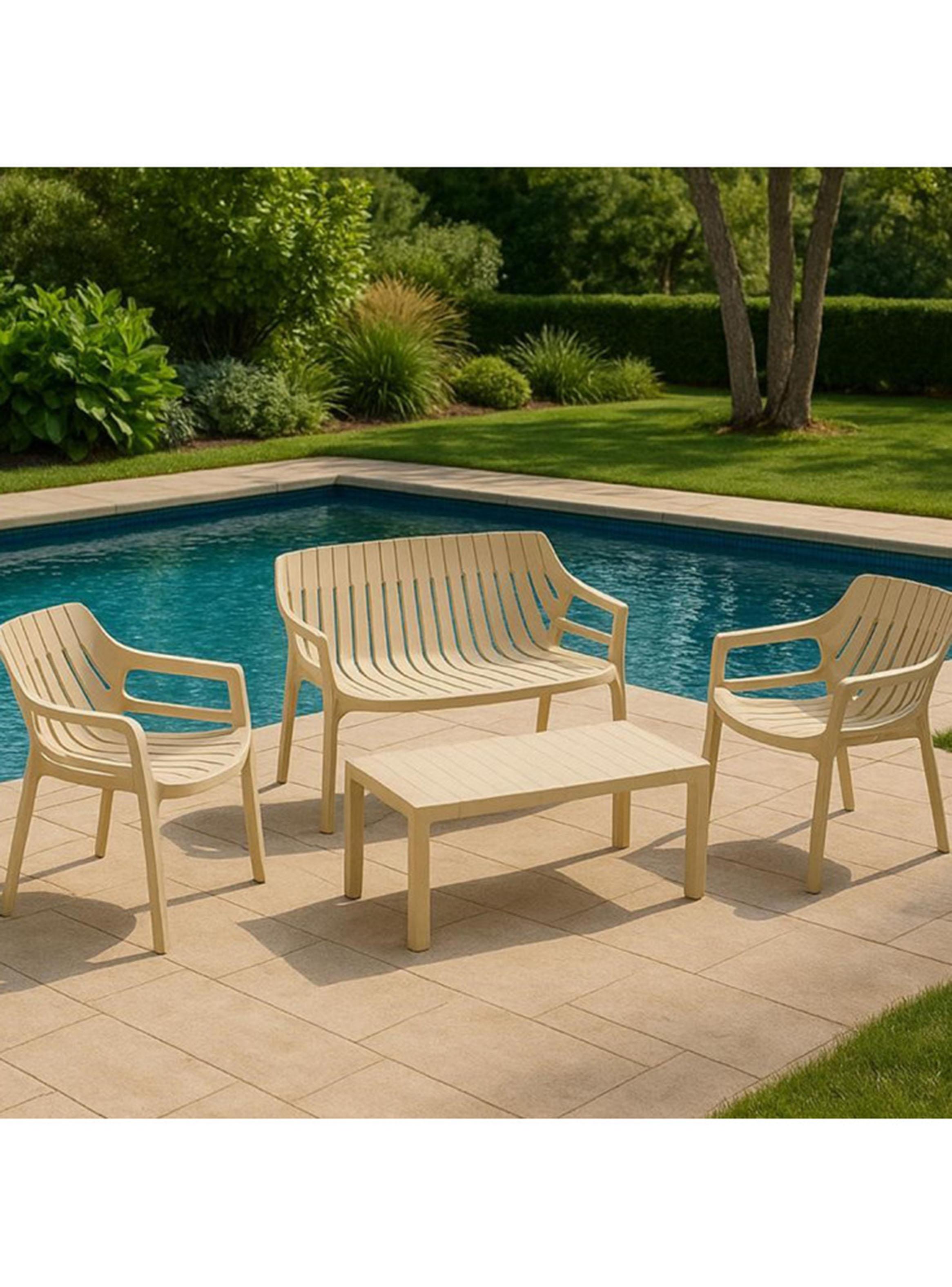 Juego de Terraza Malaga Beige Sofá 2 Cuerpos-3