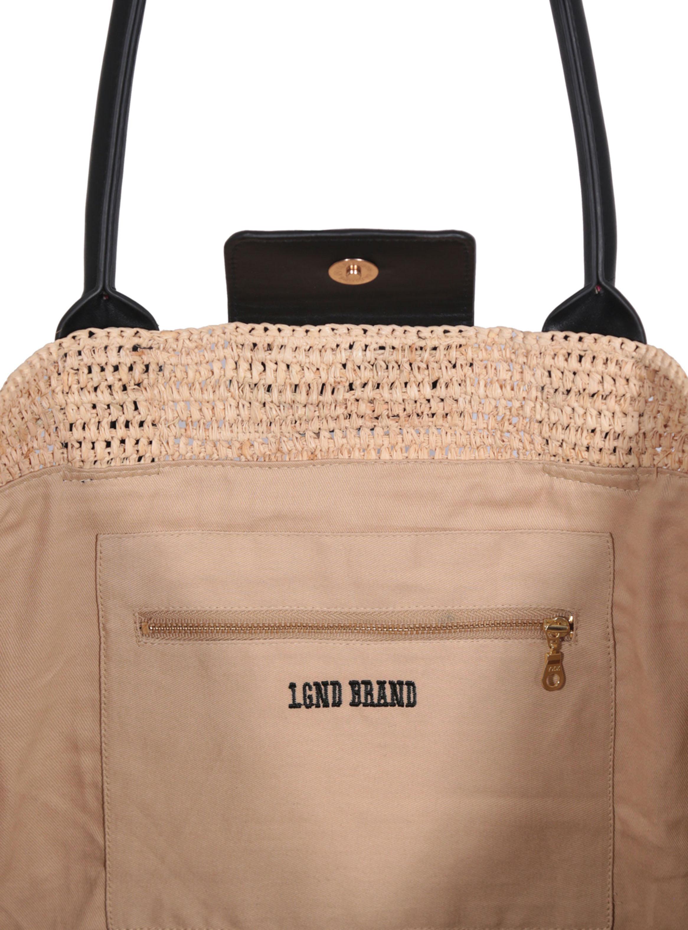Bolso de Playa Raffia Leather Tote Bag-2