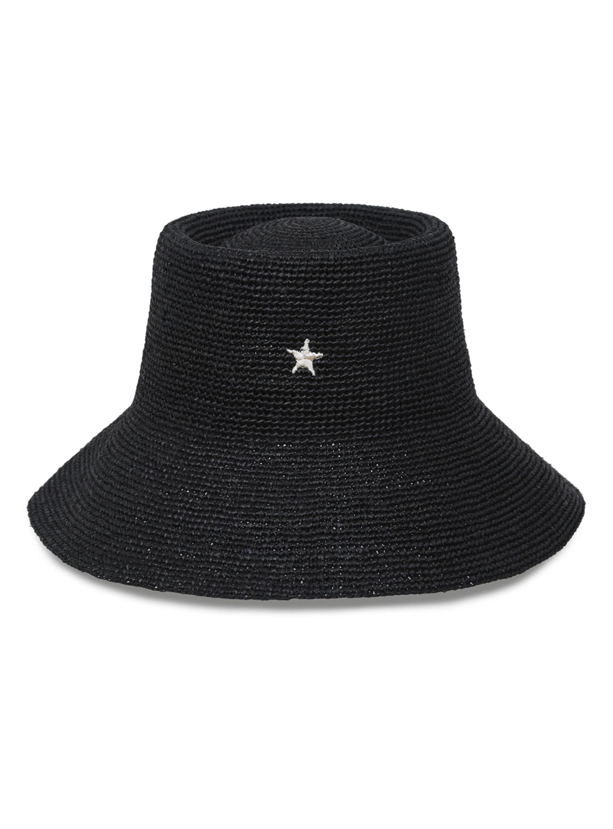 Sombrero Black Raffia Bucket-3