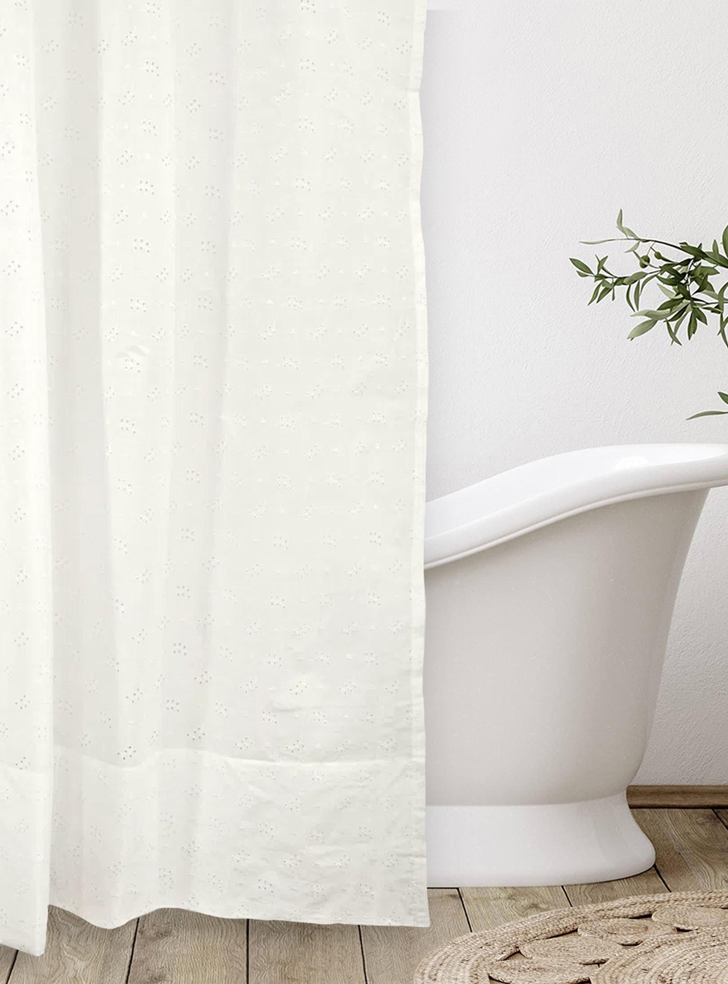 Cortina De Baño Broderie Premium Ramito Crudo 180x180 cm-1