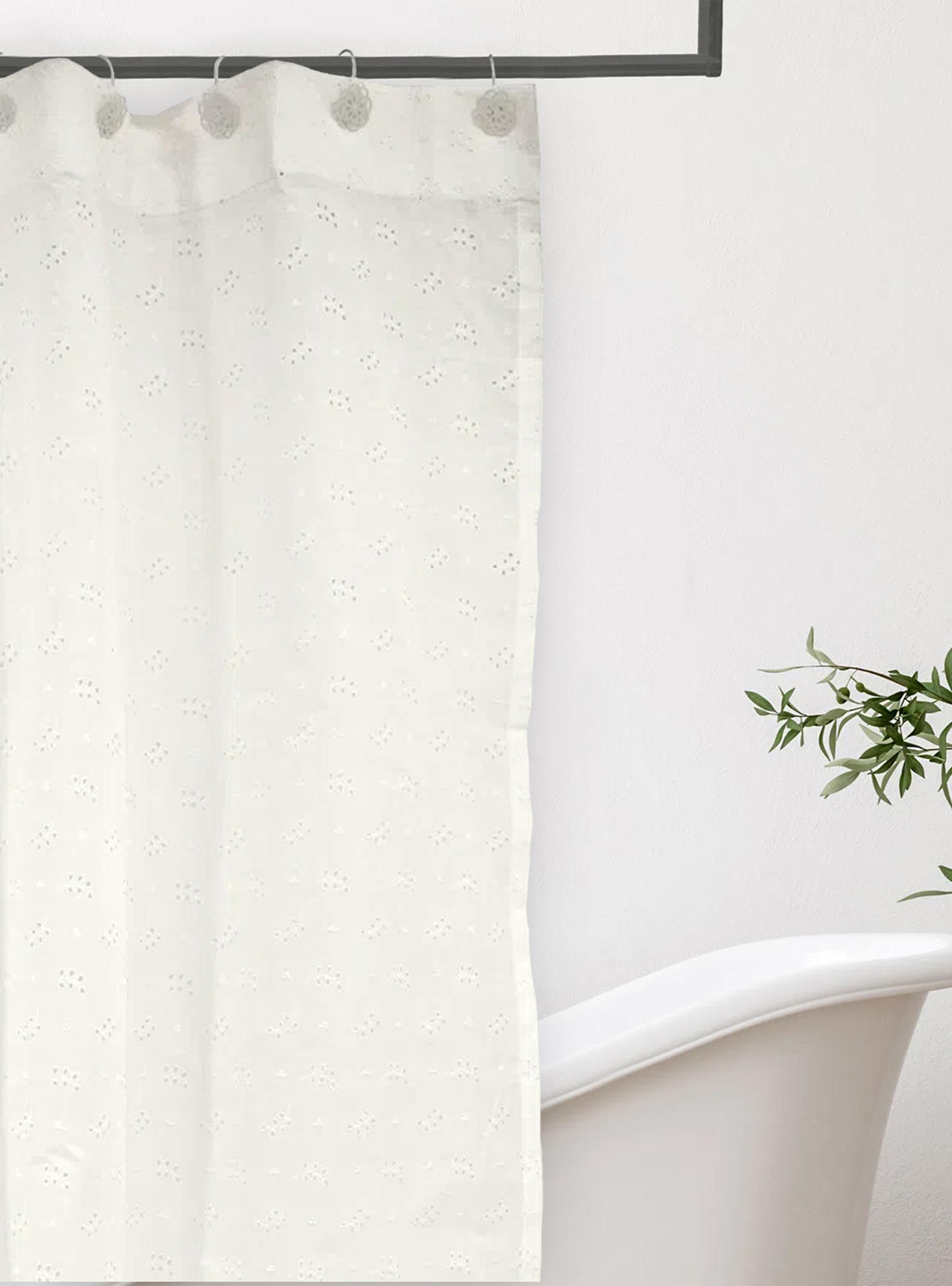 Cortina De Baño Broderie Premium Ramito Crudo 180x180 cm-0