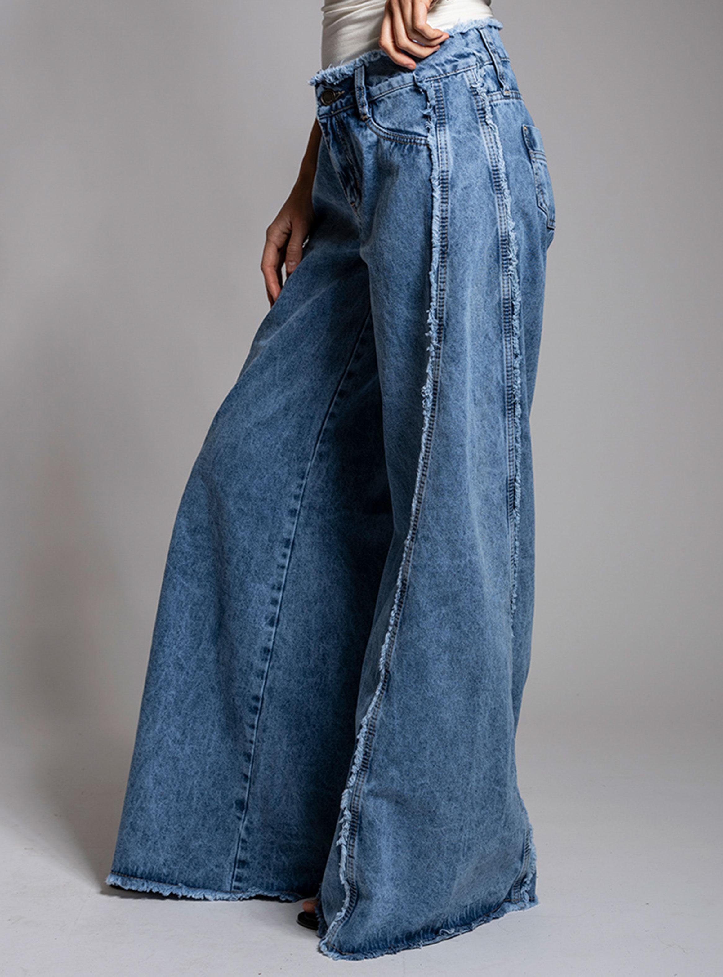 Jeans Wide Leg Tiro Medio Pia Celeste-2