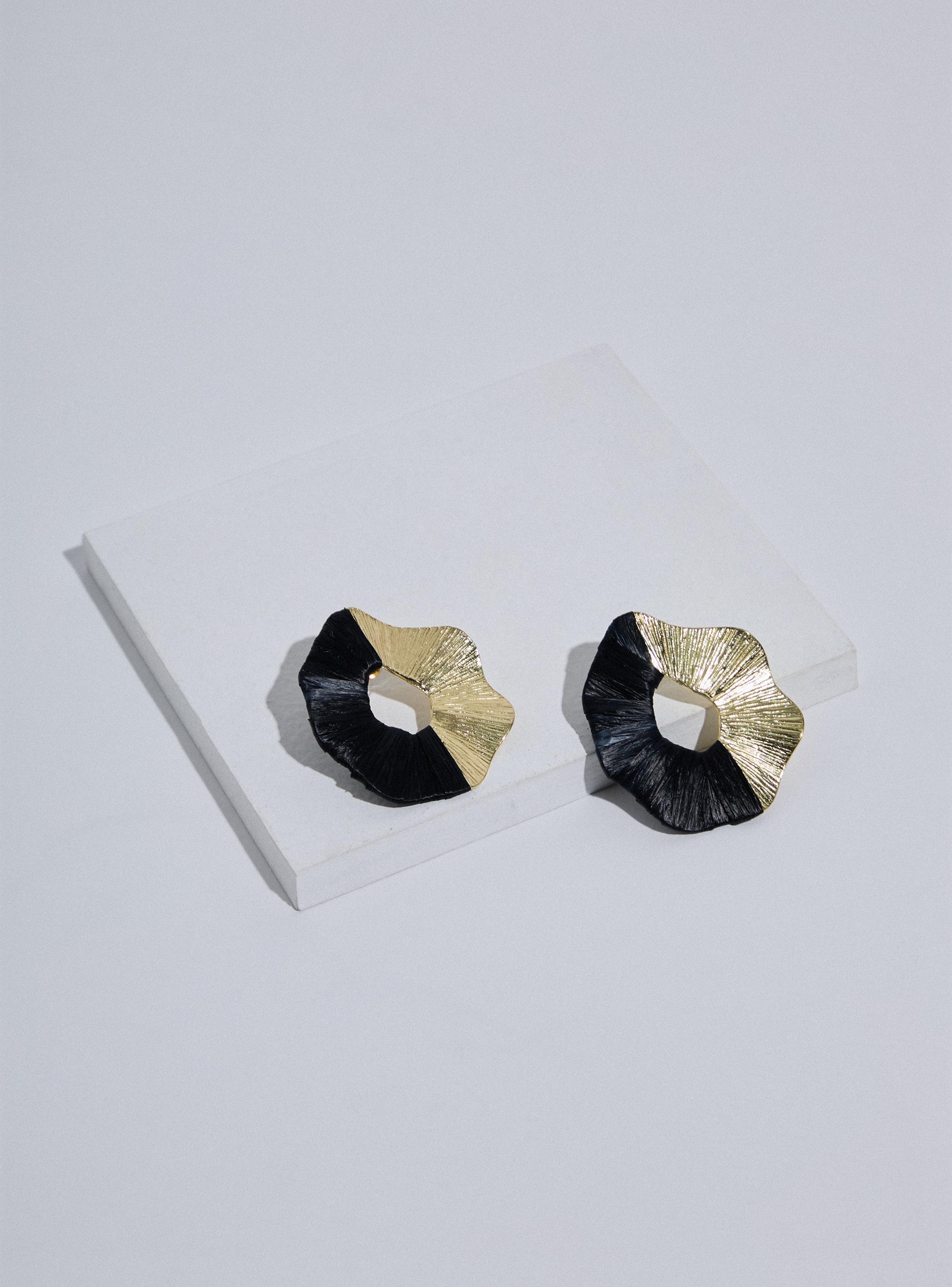 Aros Dorados Forrados con Raffia-2