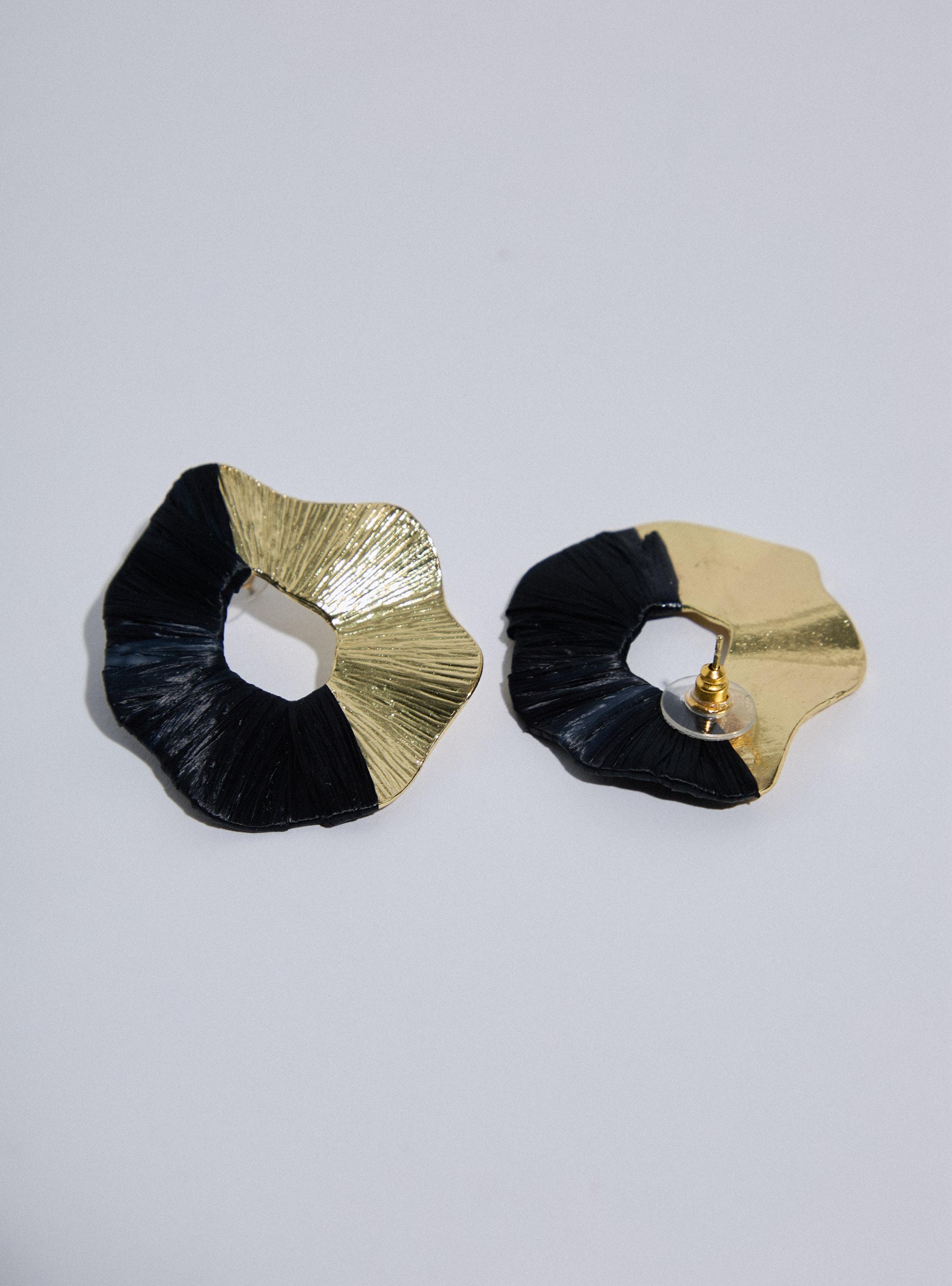 Aros Dorados Forrados con Raffia-3