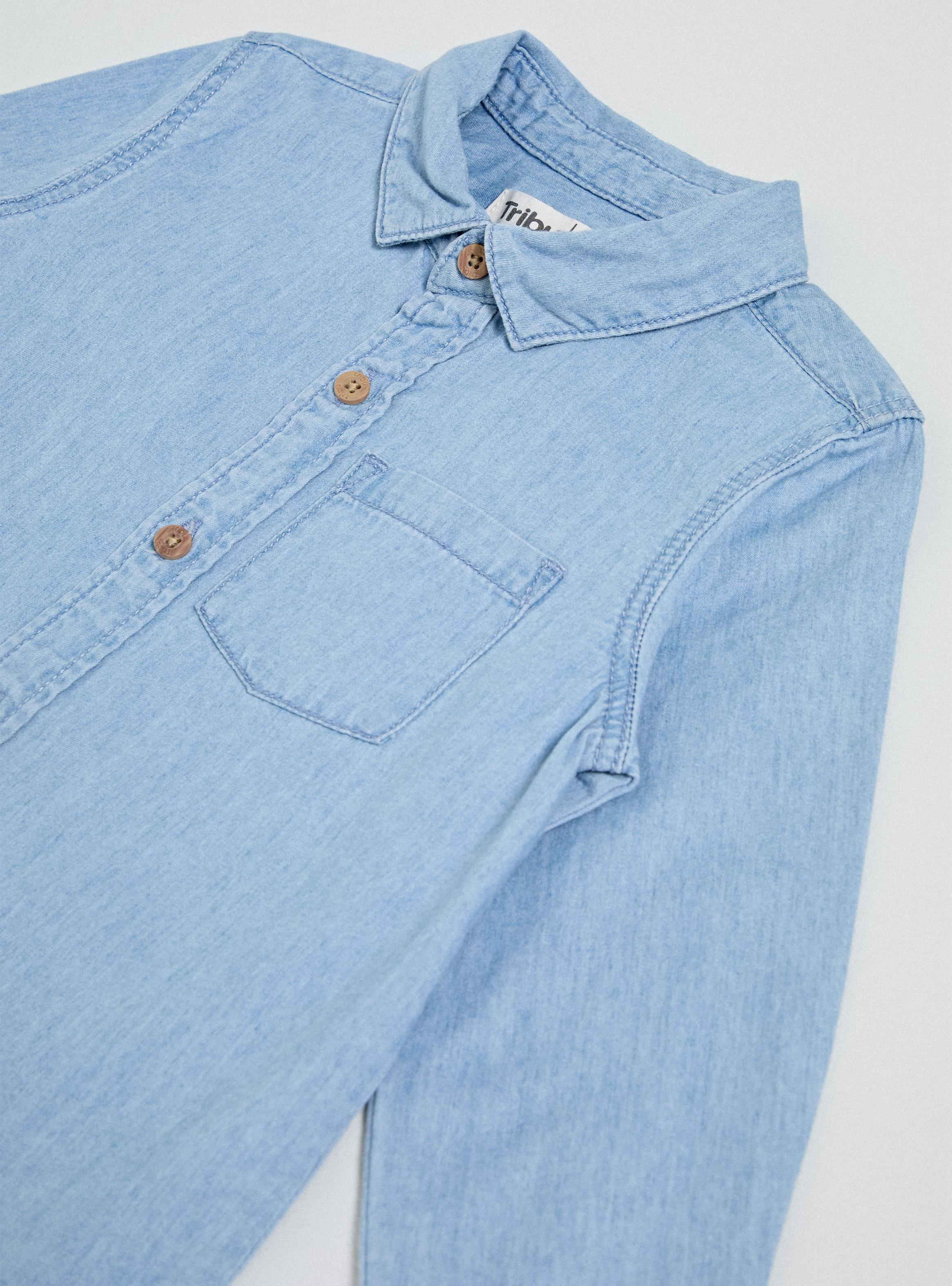 Camisa Clásica Denim Claro-3